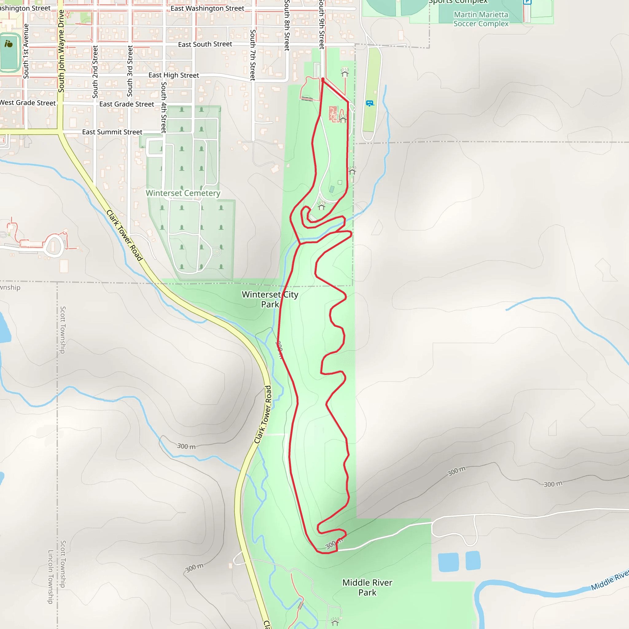 Winterset City Park Loop mobile static map