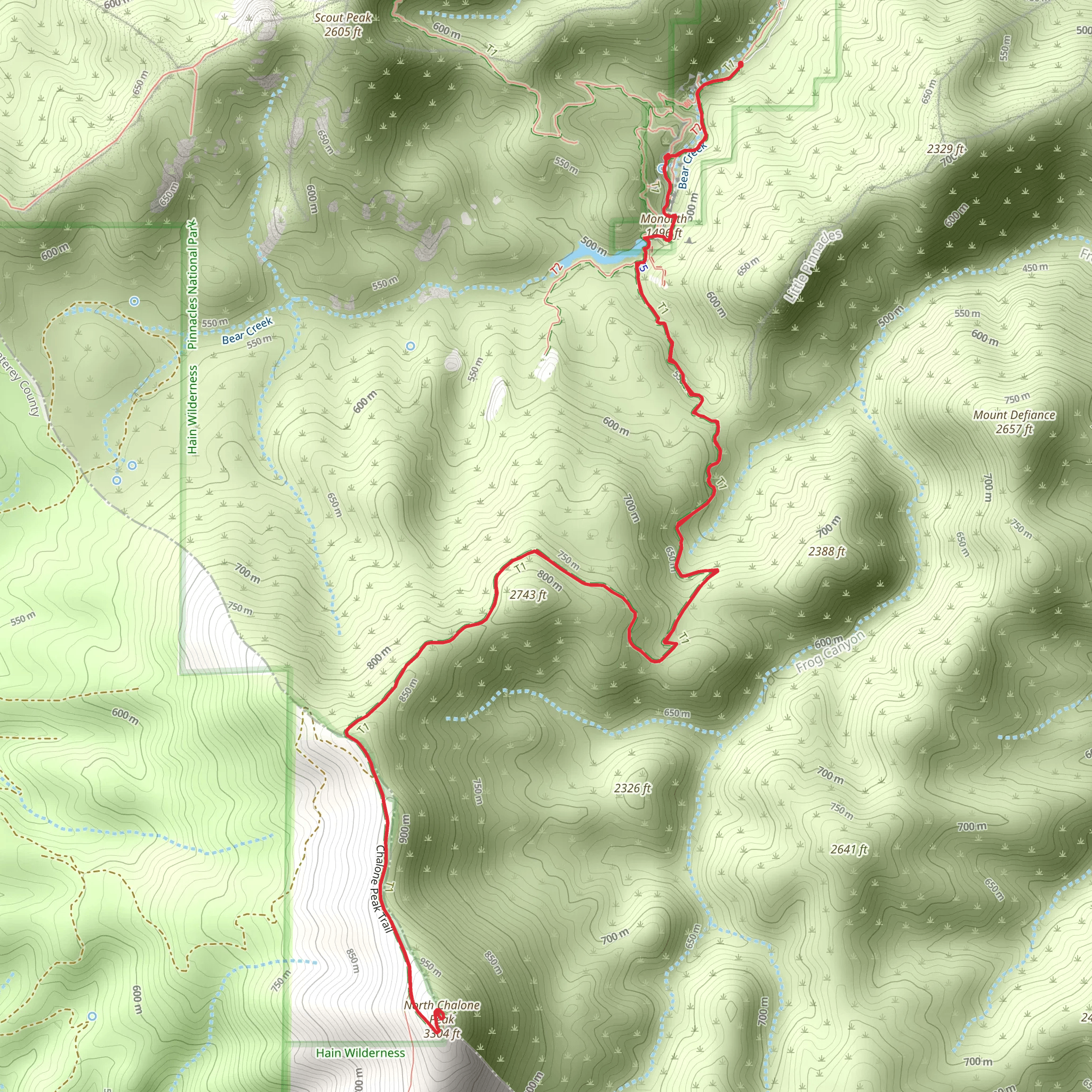 Chalone Peak Trail mobile static map