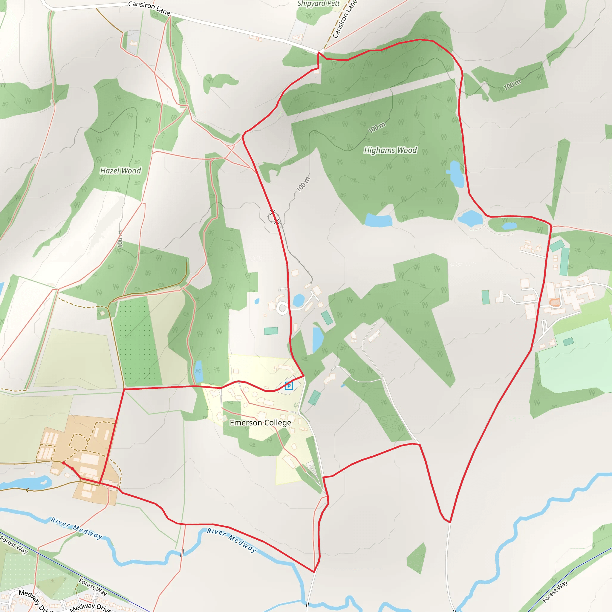 Highams Wood Loop - Forest Row mobile static map