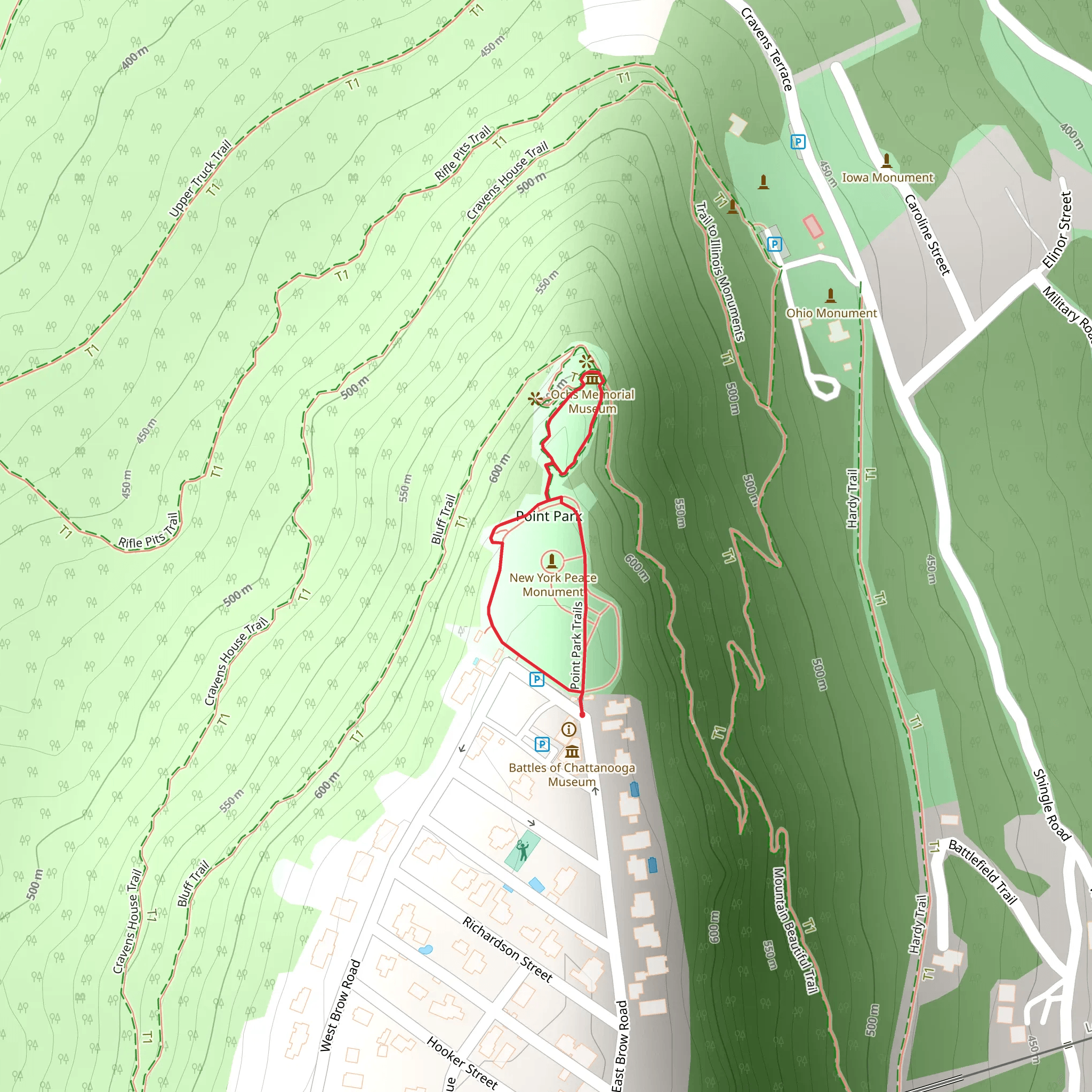 Point Park Trail mobile static map