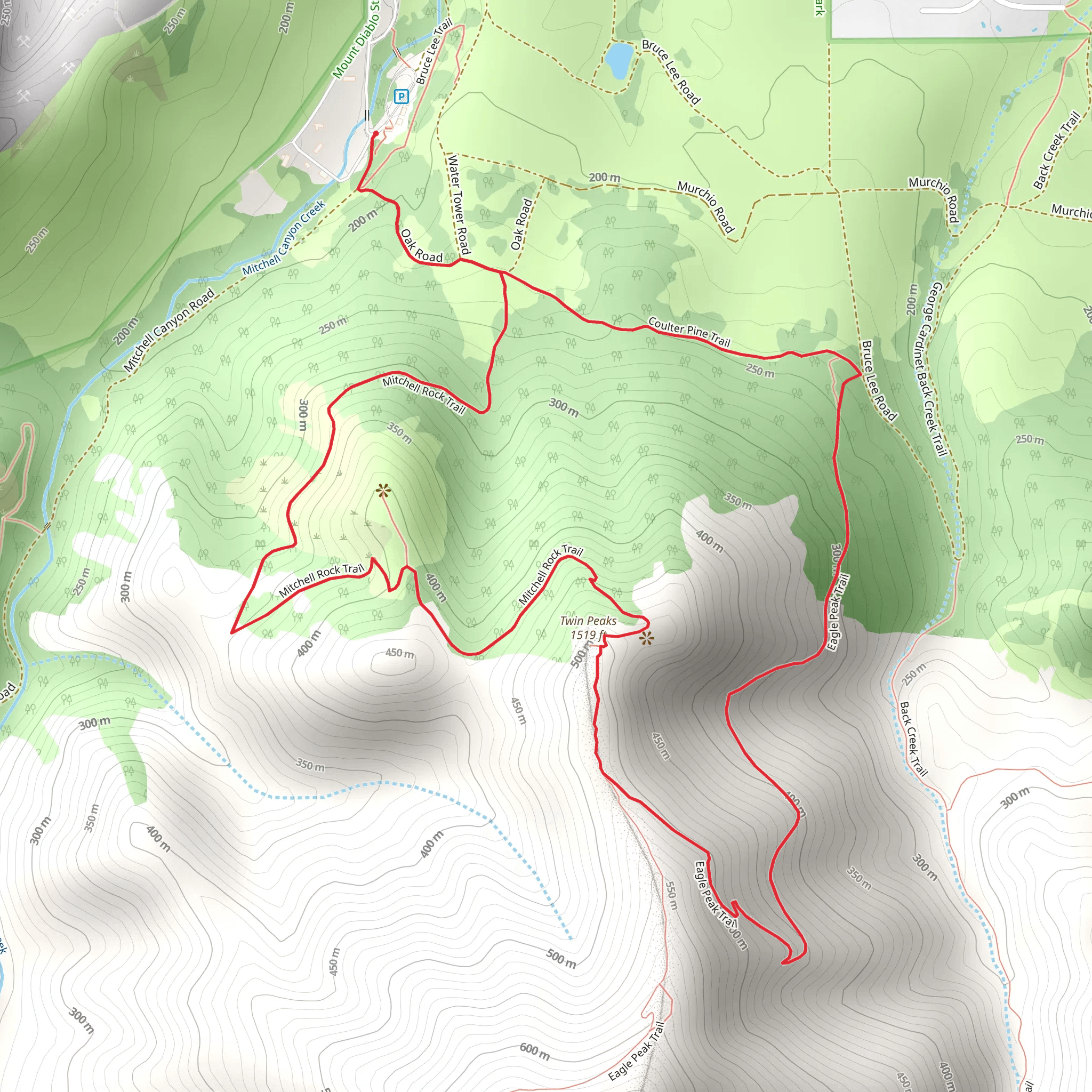 Mitchell Rock - Twin Peaks Loop mobile static map