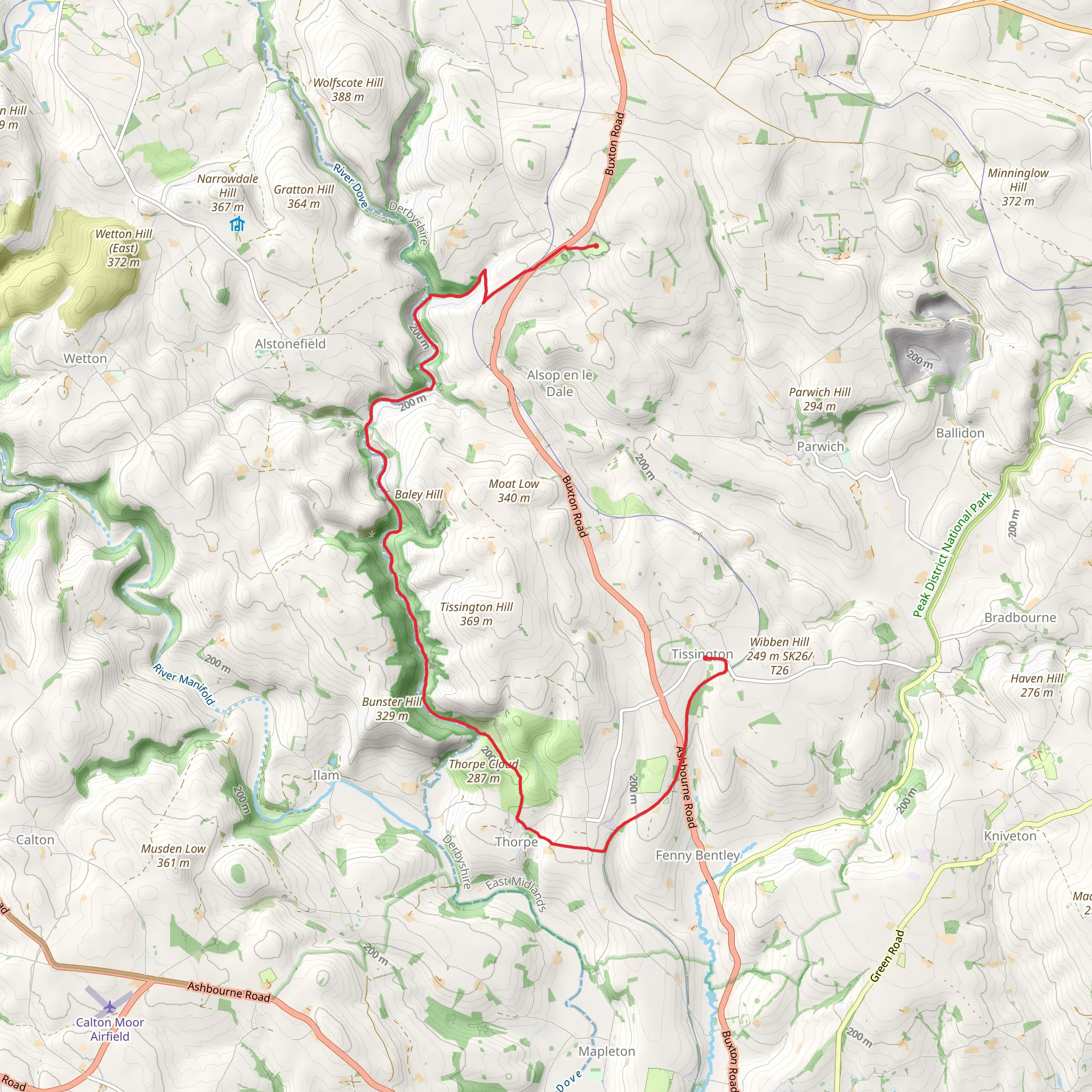 Rivendale to Tissington Walk mobile static map