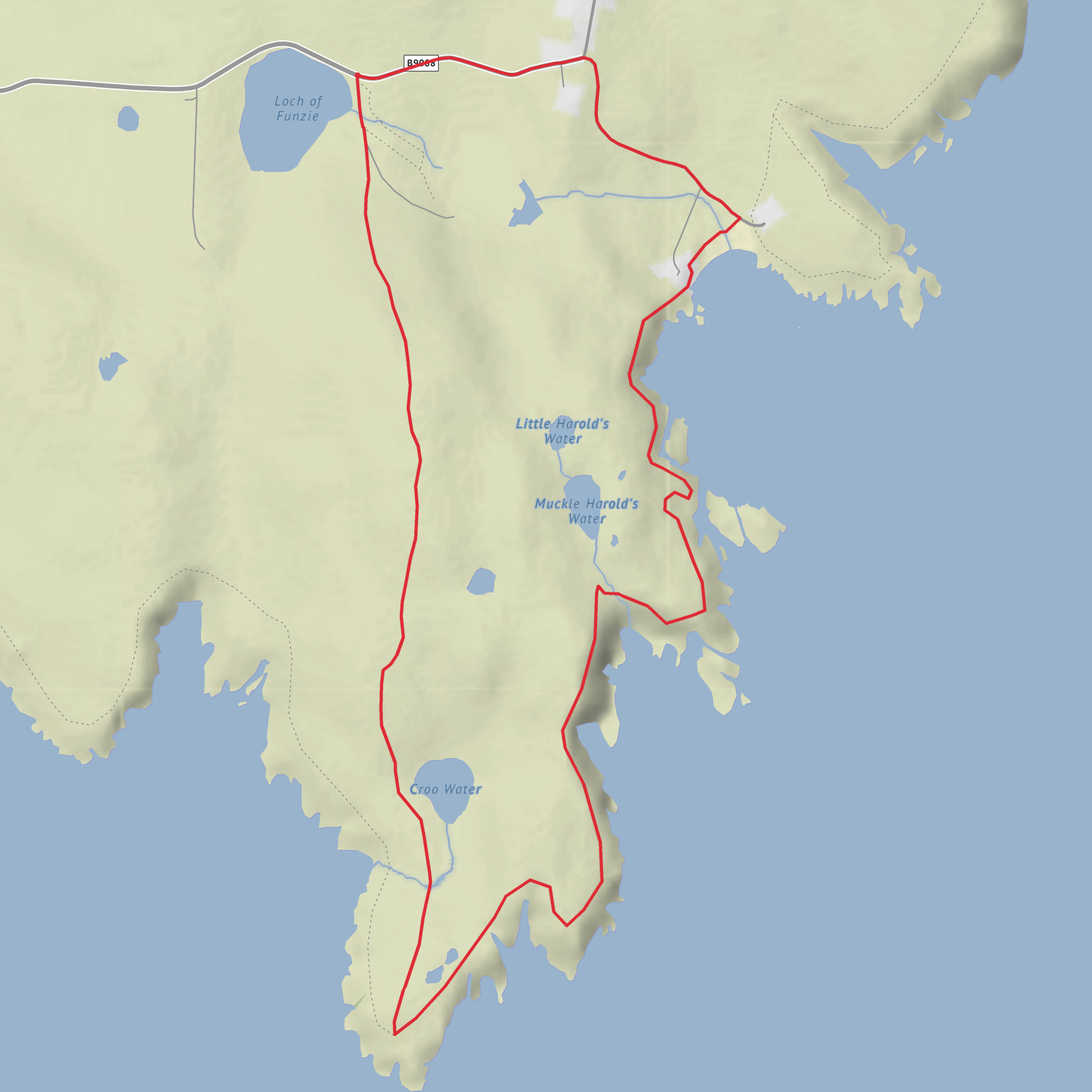 The Crooans, Funzie Ness, Croo Water and Funzie Bay mobile static map
