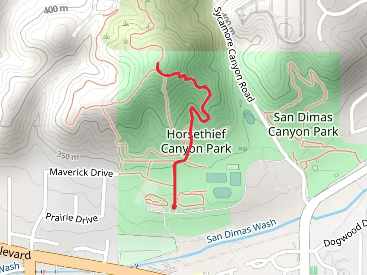 An image depicting the trail Horsethief Canyon Park and its surrounding area.