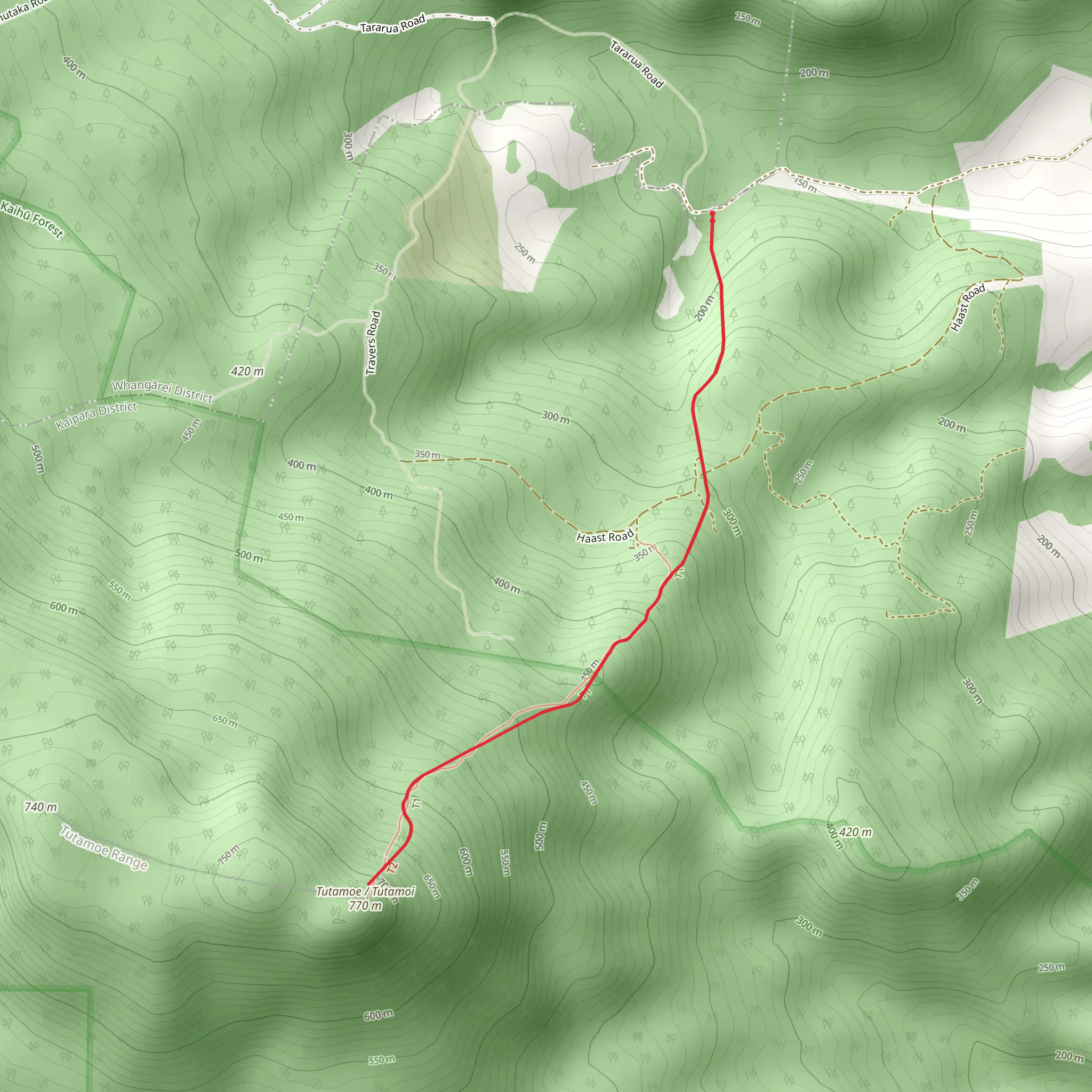 Mount Tutamoe Track mobile static map
