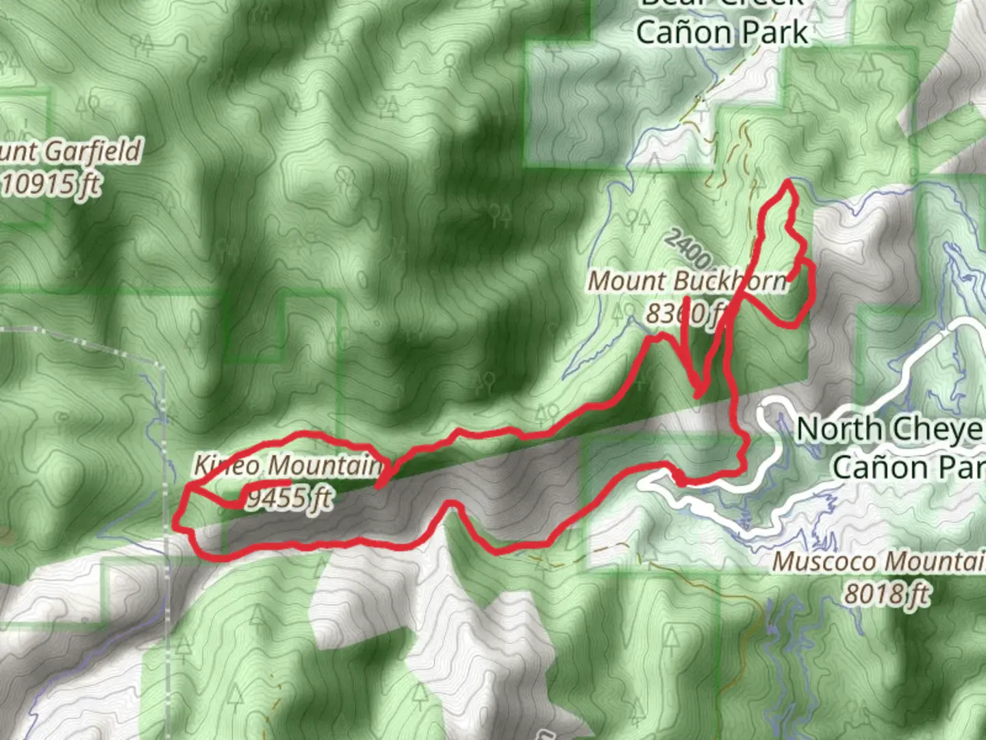 An image depicting the trail Seven Bridges, Kineo Mountain, Mount Buckhorn and Mays Peak Loop Trail and its surrounding area.