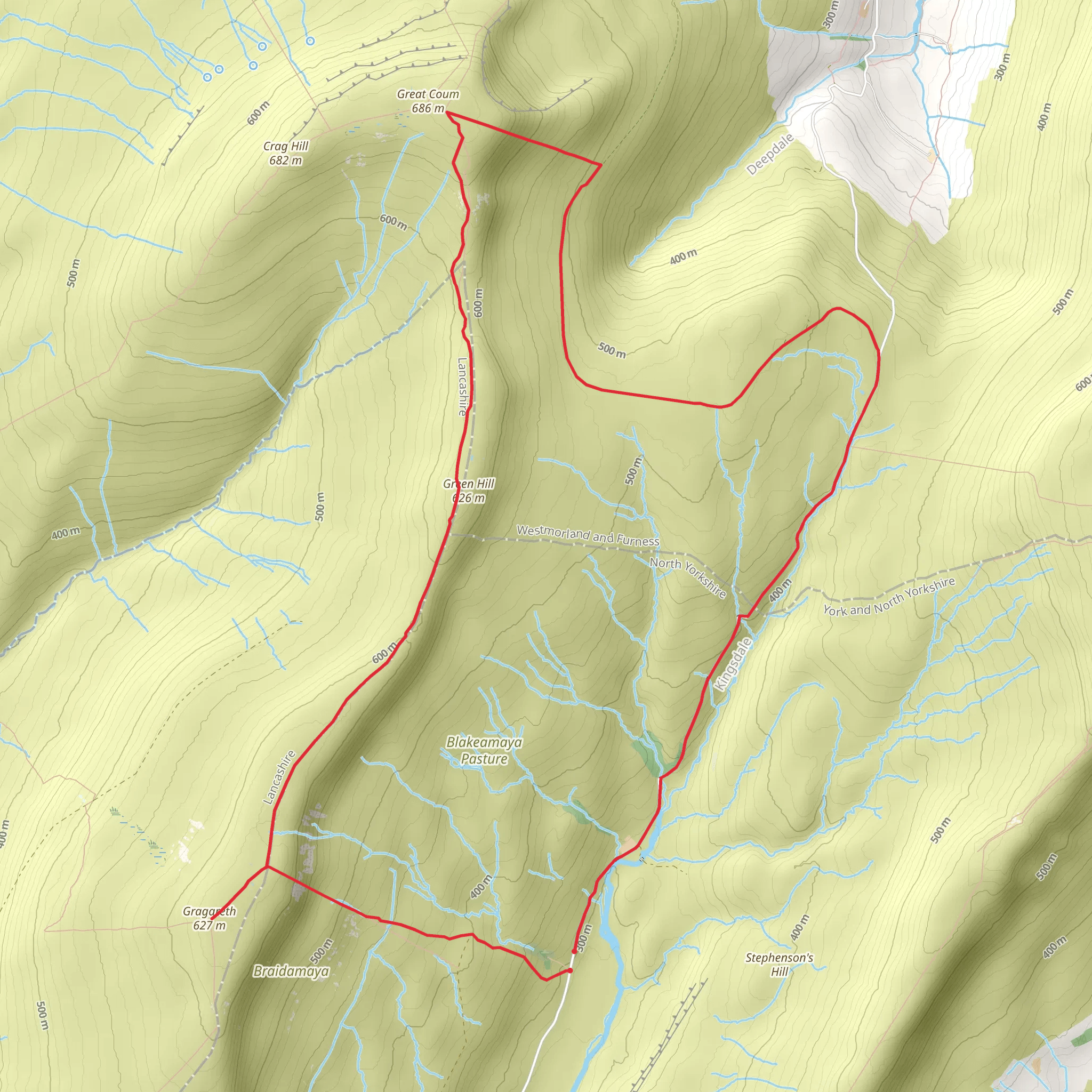 Gragareth and Great Coum from Yordas Cave - Ingleton mobile static map