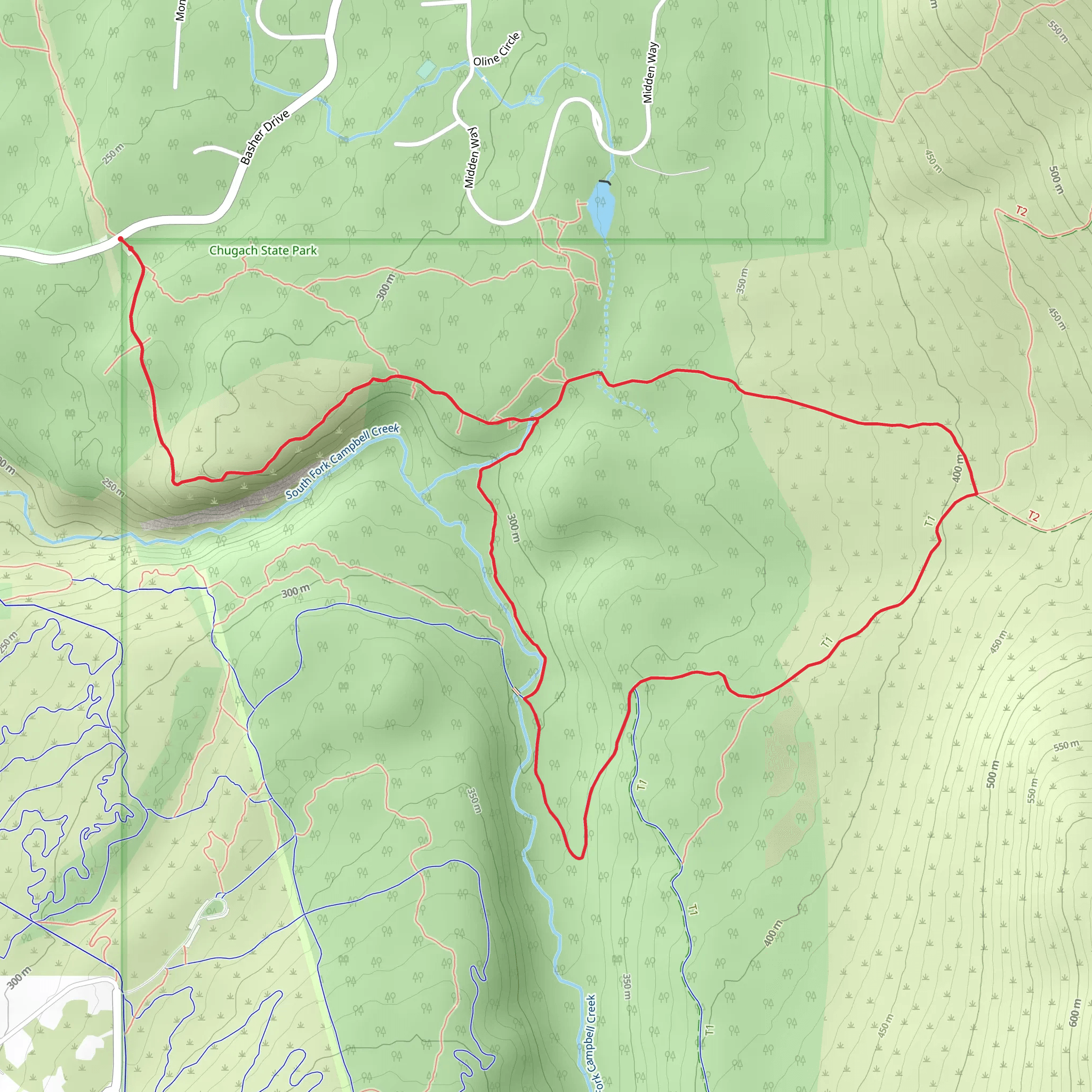 Basher trail South Fork and Wolverine Loop Trail mobile static map