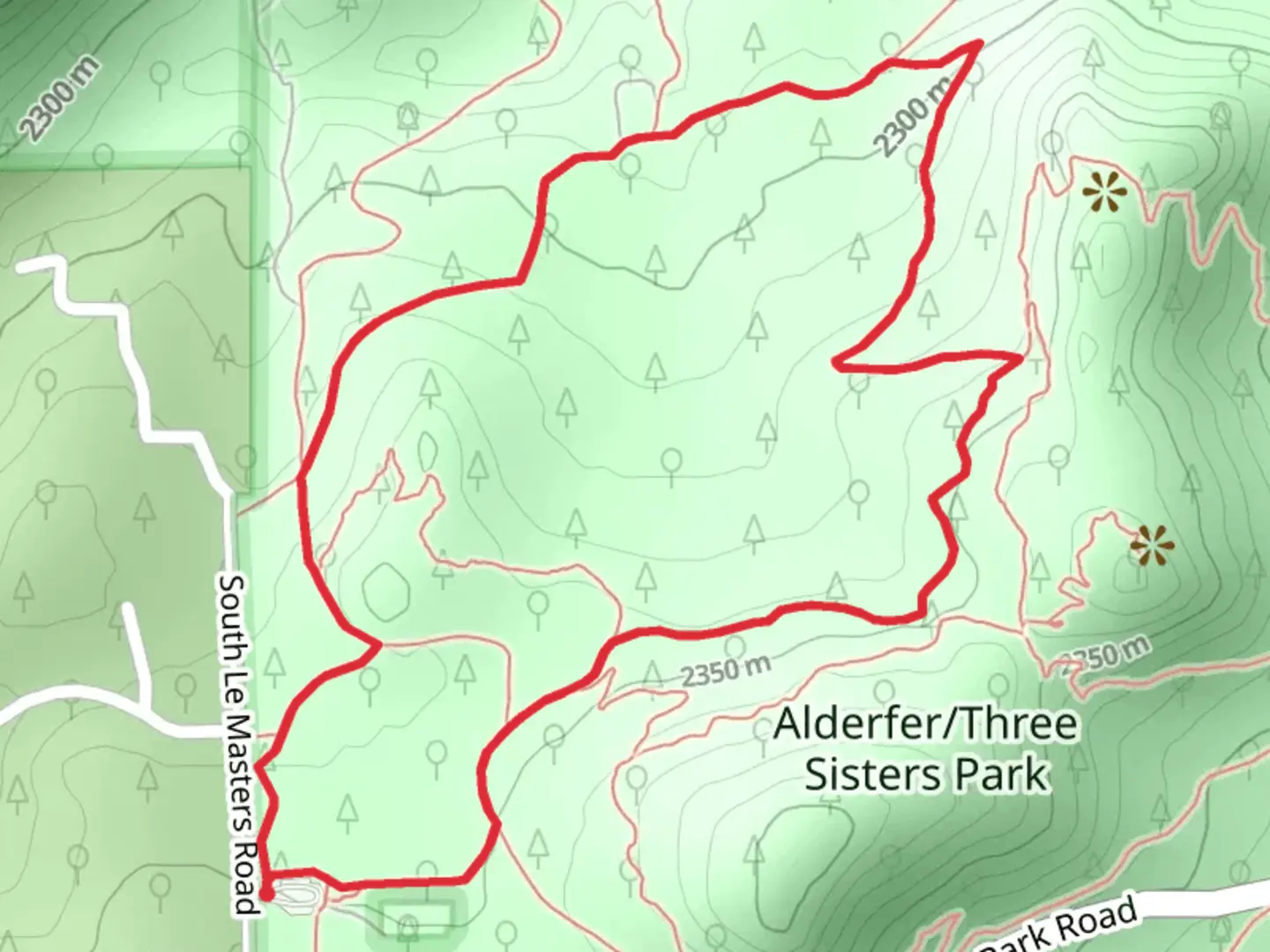 An image depicting the trail Silver Fox - Bearberry Loop Trail and its surrounding area.