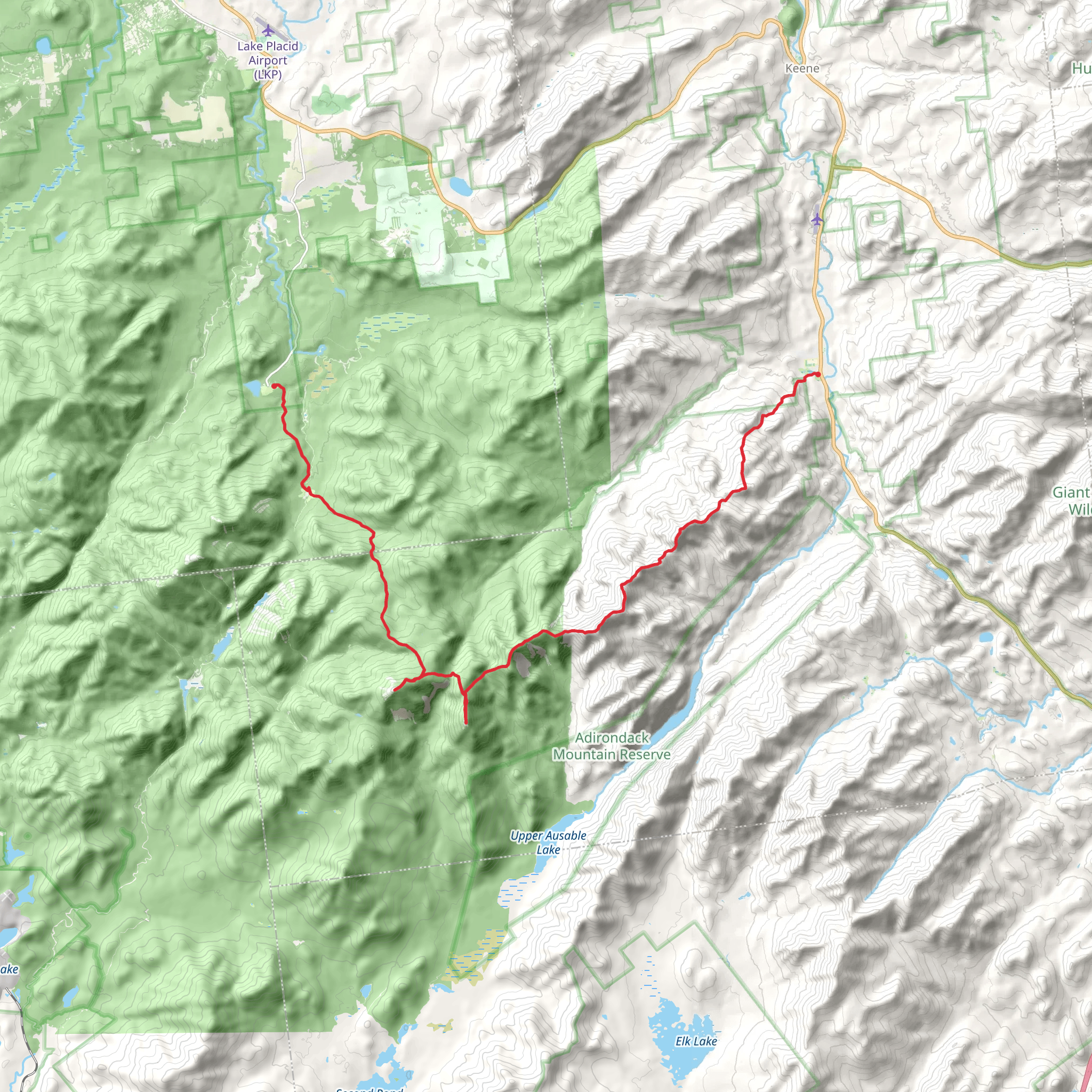 Keene Valley to Mount Jo mobile static map