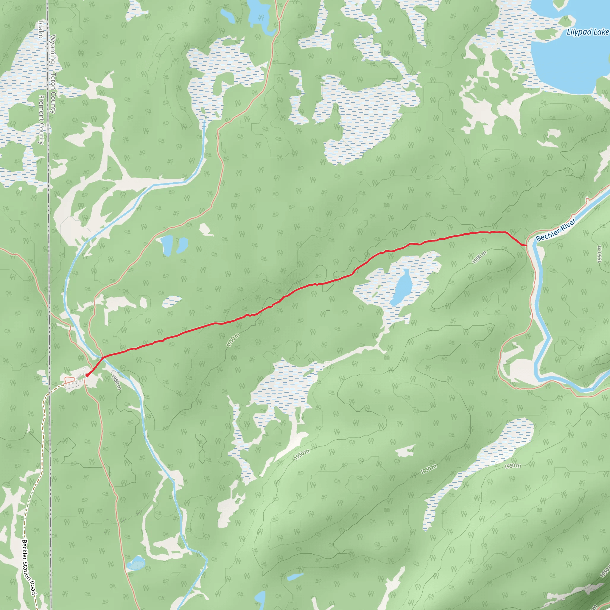 Bechler River Cutoff Trail mobile static map
