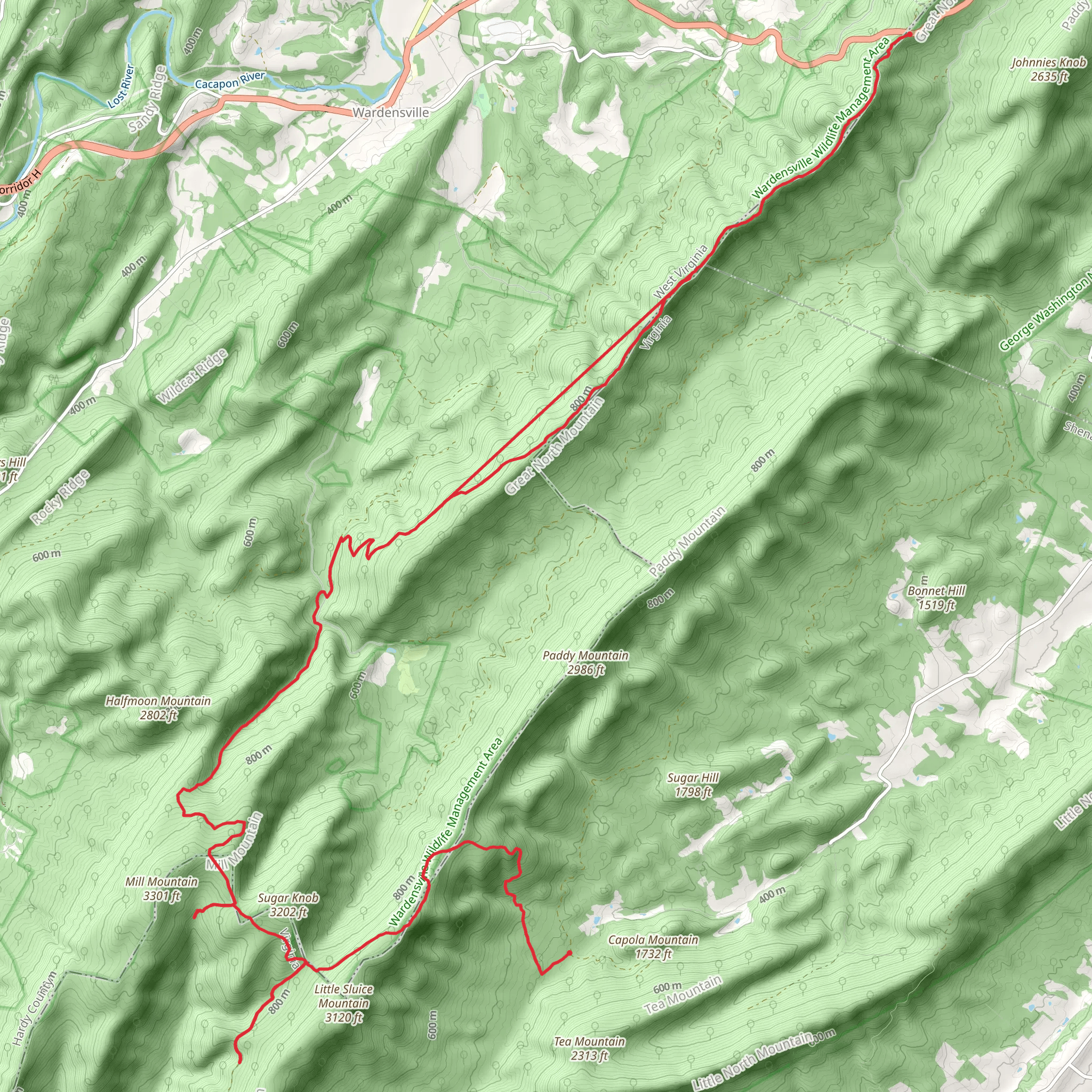 Tuscarora - Little North Mountain Trail mobile static map