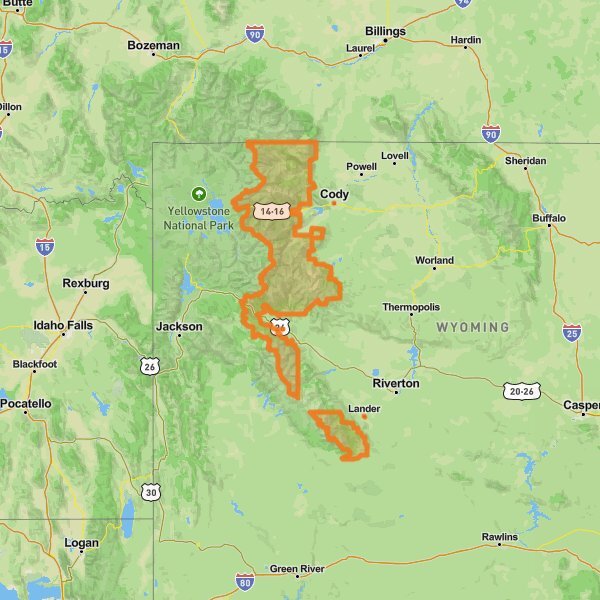 Shoshone National Forest mobile static map