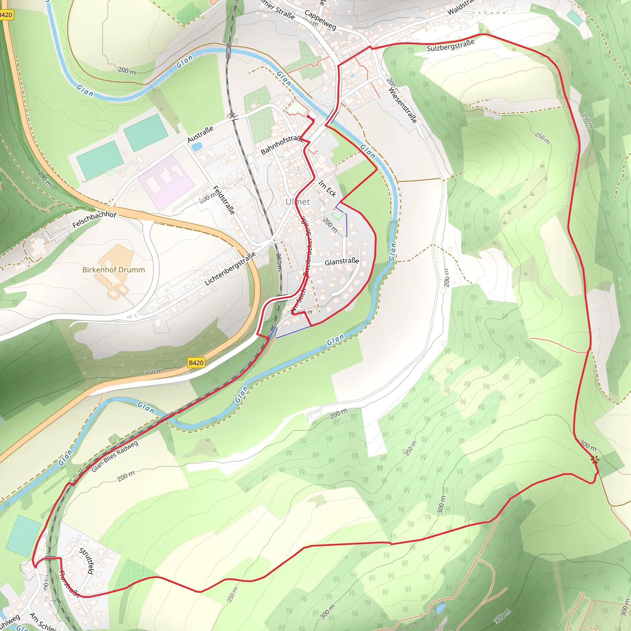 Glan-Blies Radweg and Pfaelzerwald Gelb Roter Balken mobile static map