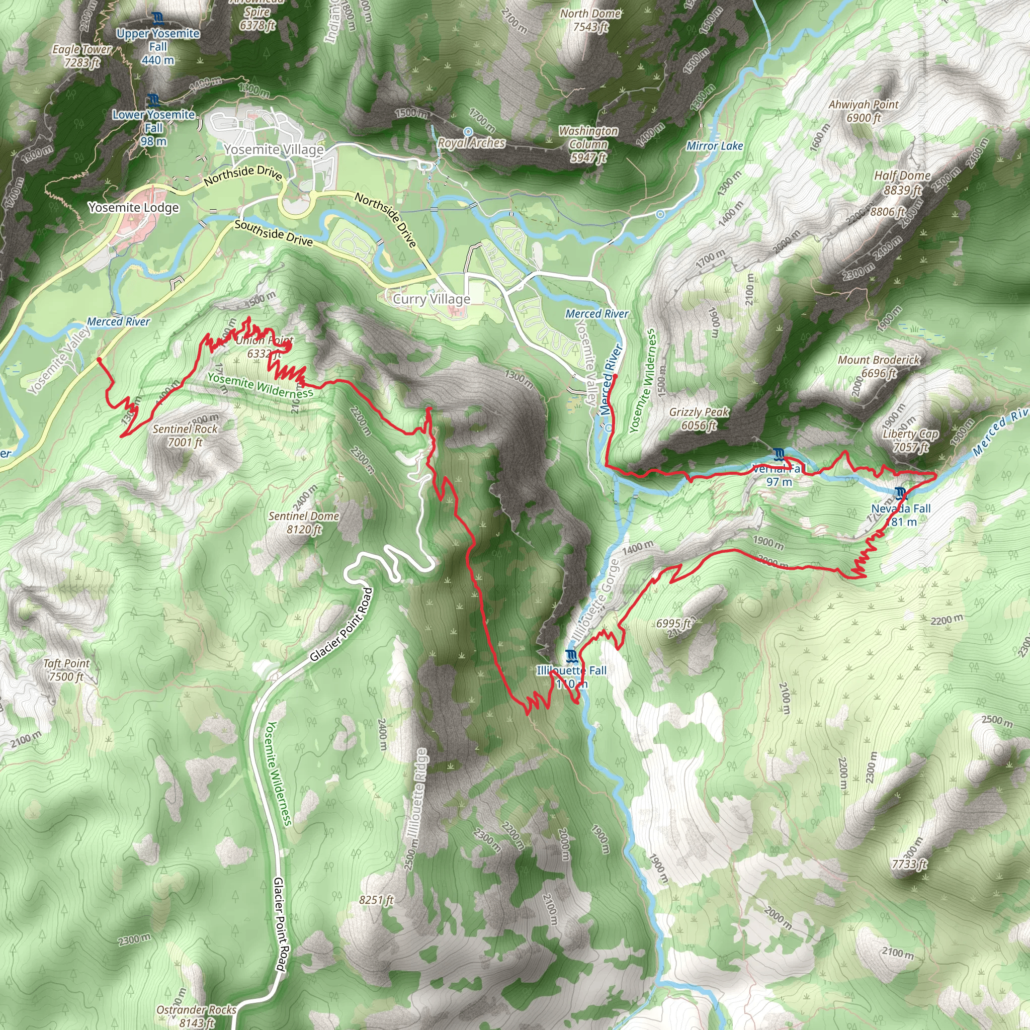 Moran Point via Four Mile and John Muir Trail mobile static map