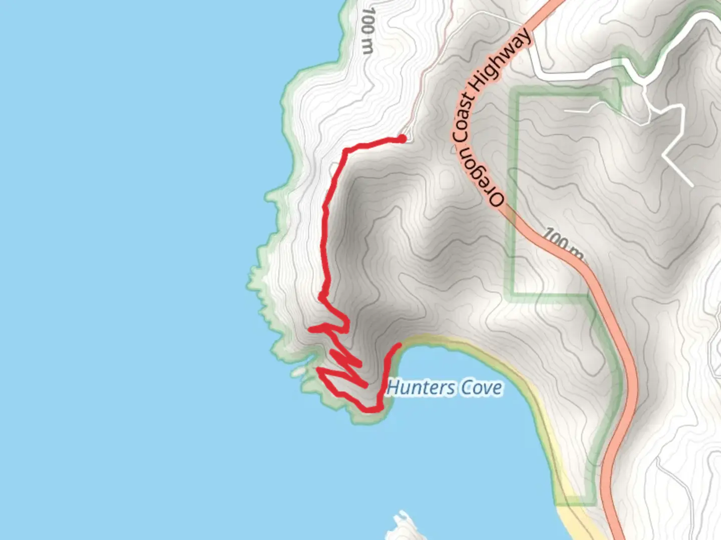 An image depicting the trail Hunters Cove via Coast Trail and its surrounding area.
