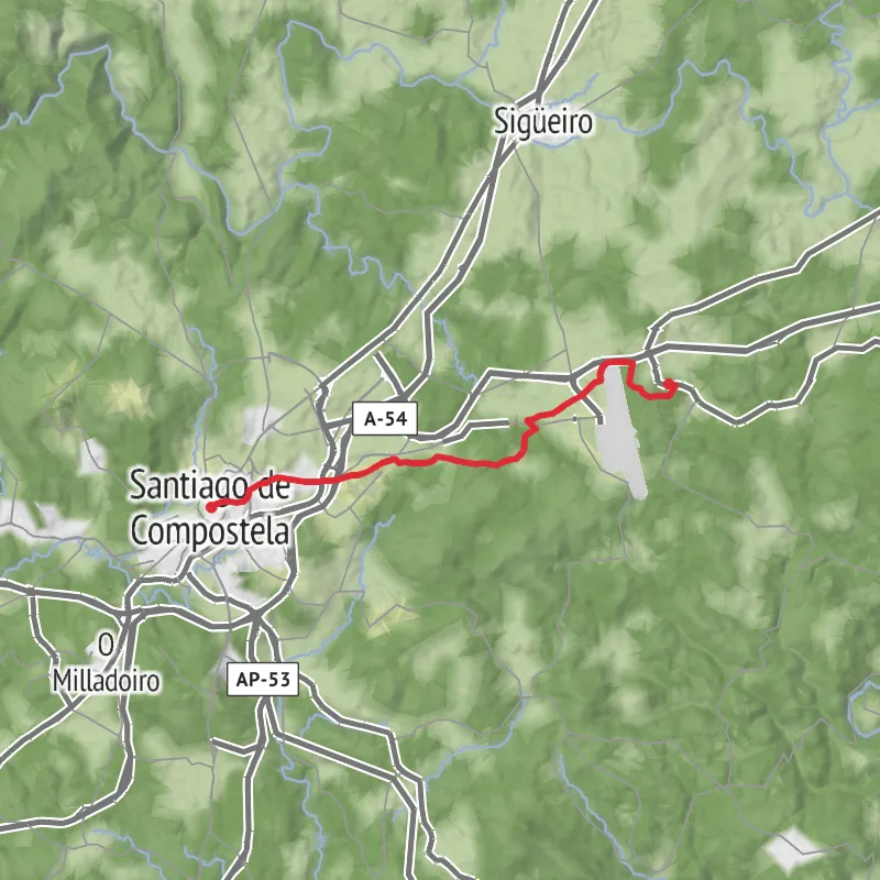 Cimadevila to Santiago de Compostela mobile static map