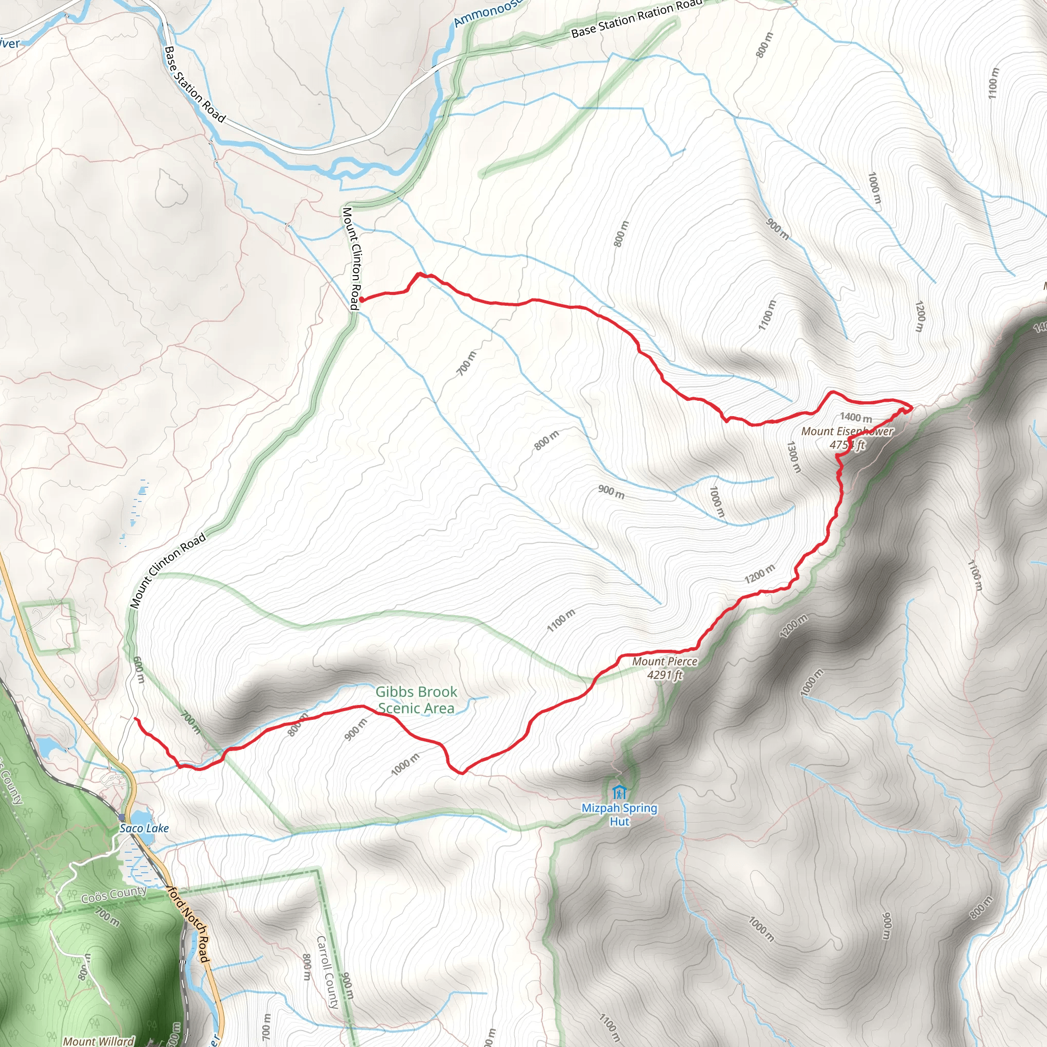Mount Eisenhower and Mount Pierce via Cohos Trail mobile static map