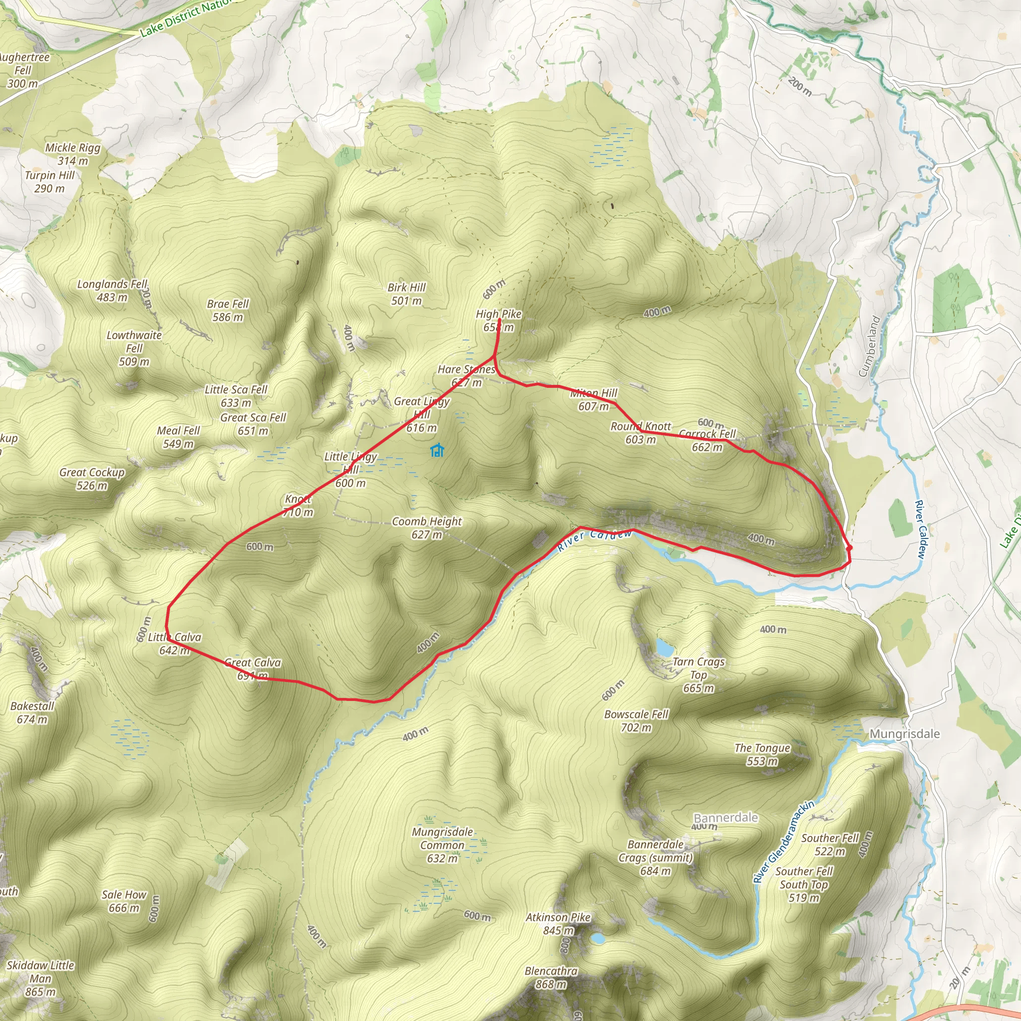 O'Blencathra, High Pike and Great Calva Loop mobile static map