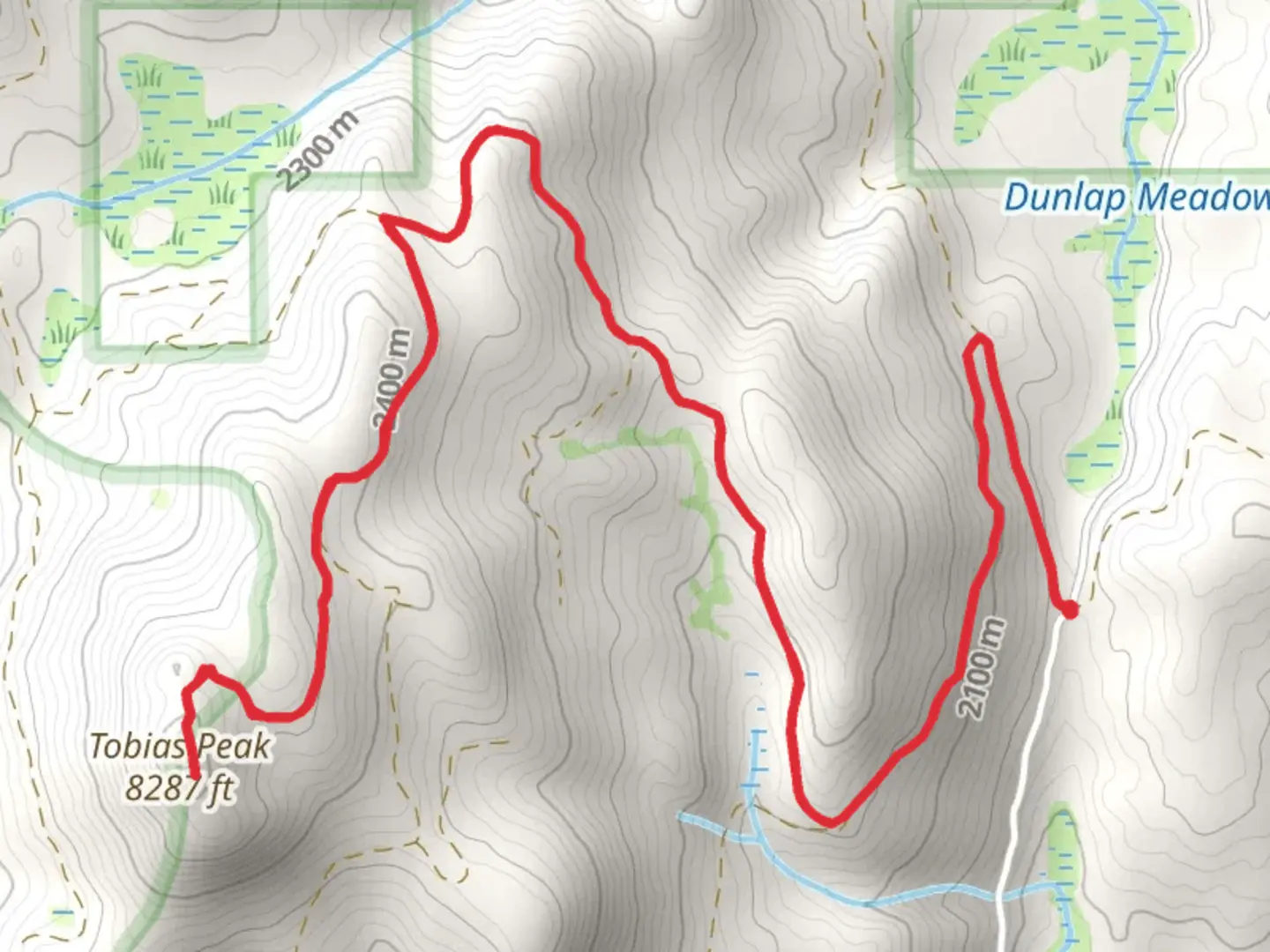An image depicting the trail Tobias Peak and its surrounding area.