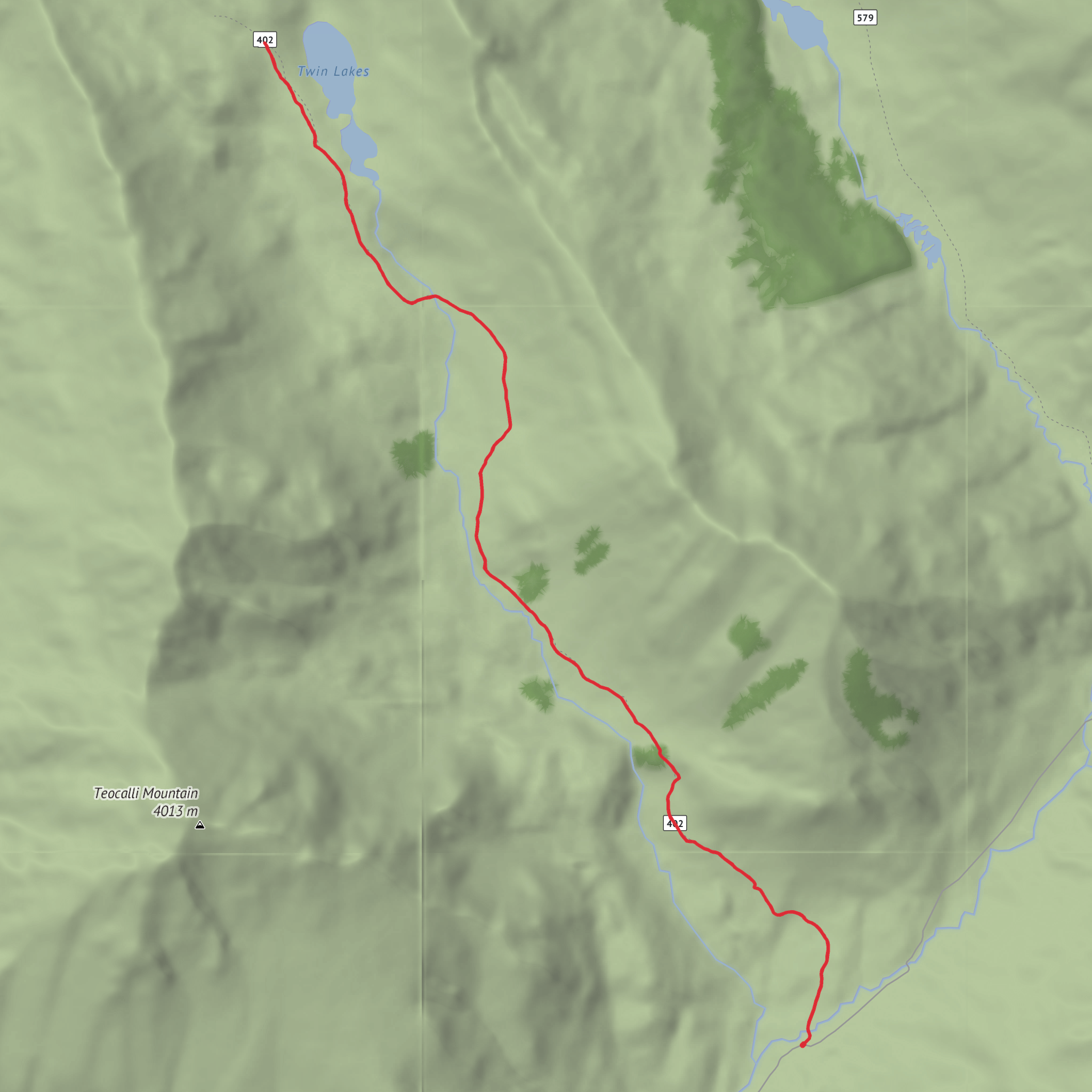 Twin Lakes Trail mobile static map