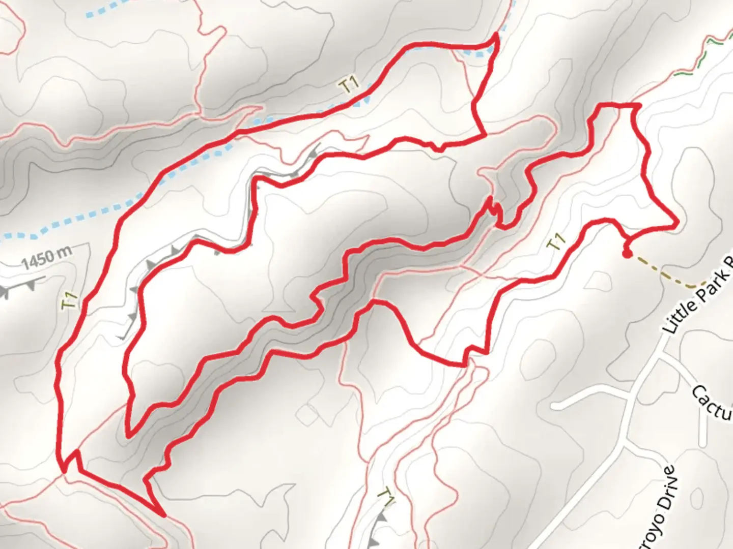 An image depicting the trail Miramonte Rim Trail and Clunker Trail Loop and its surrounding area.