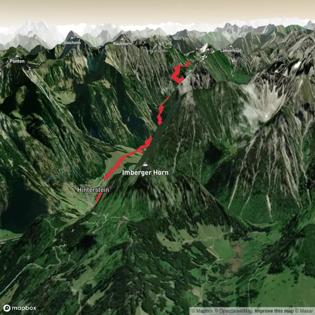An image depicting the trail Schrecksee and its surrounding area.
