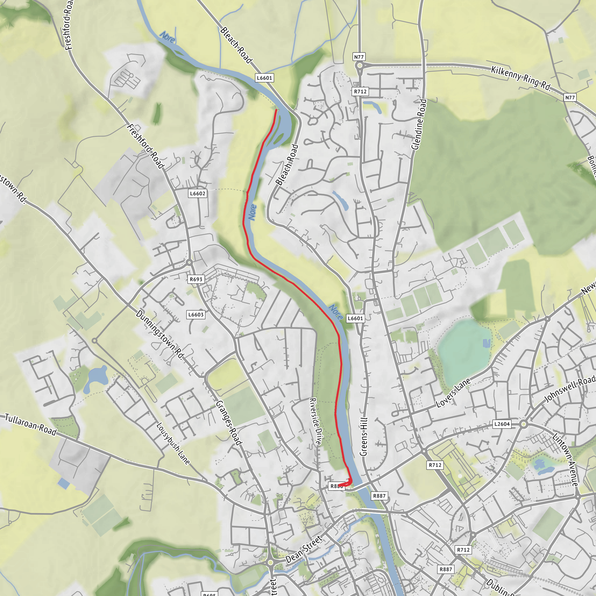River Nore Linear Park - Bishopsmeadows Walk mobile static map