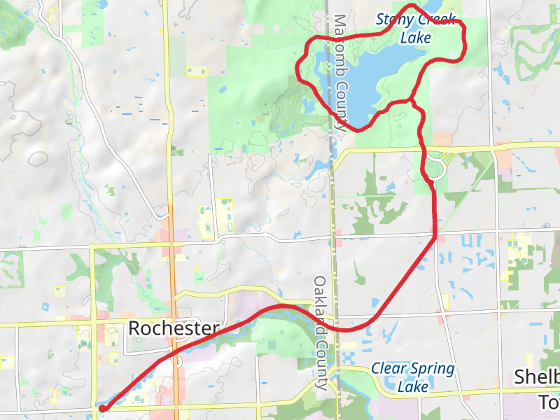 Stony Creek Lake via Clinton River Trail and Macomb Orchard Trail