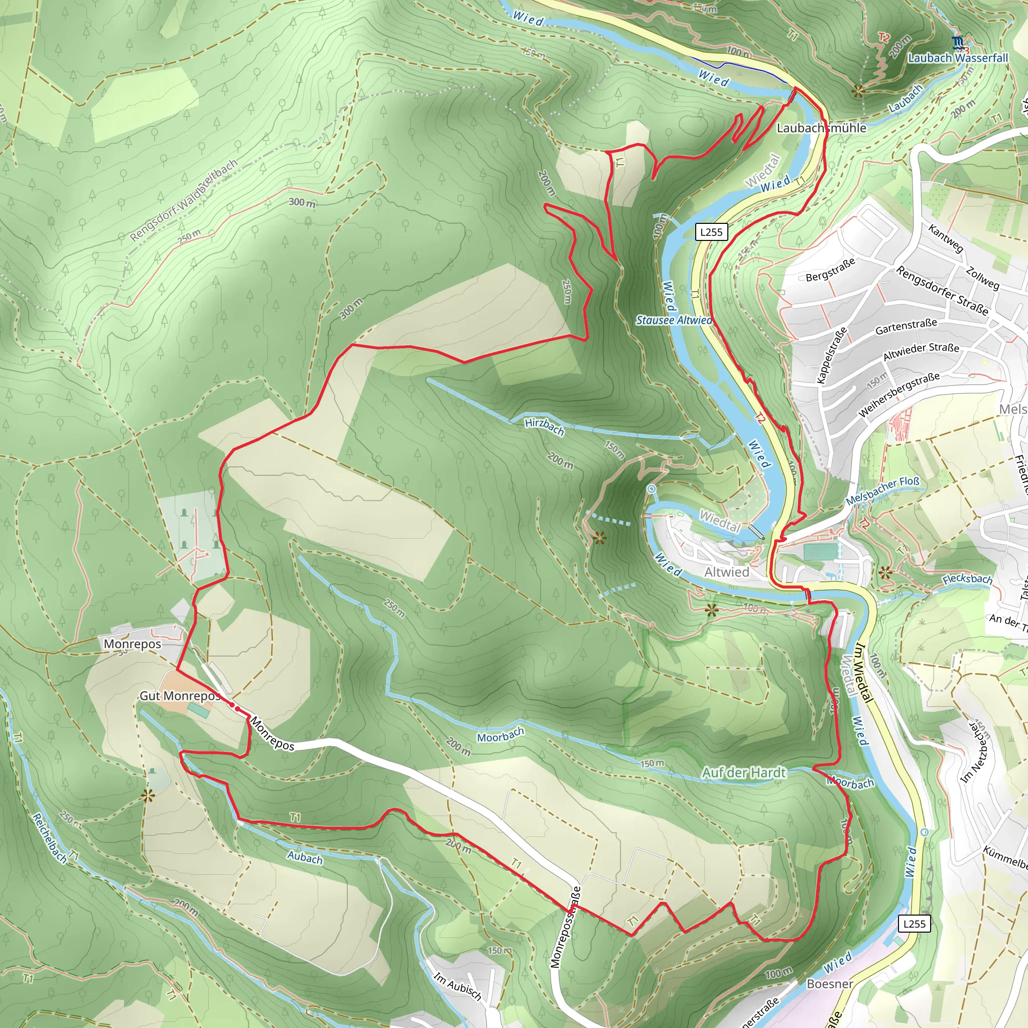 Friedwald Neuwied-Monrepos, Laubachsmühle and Kummelberg Loop mobile static map