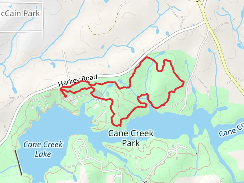 Park Red Loop from Cane Creek Lake