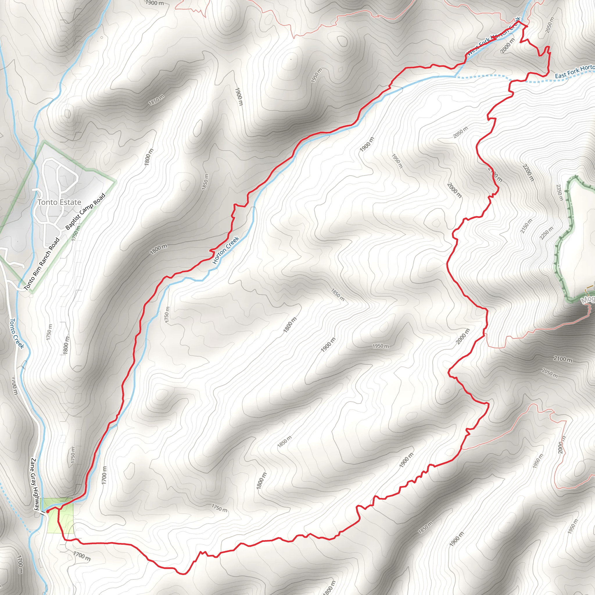 Derrick and Horton Creek Loop Trail mobile static map