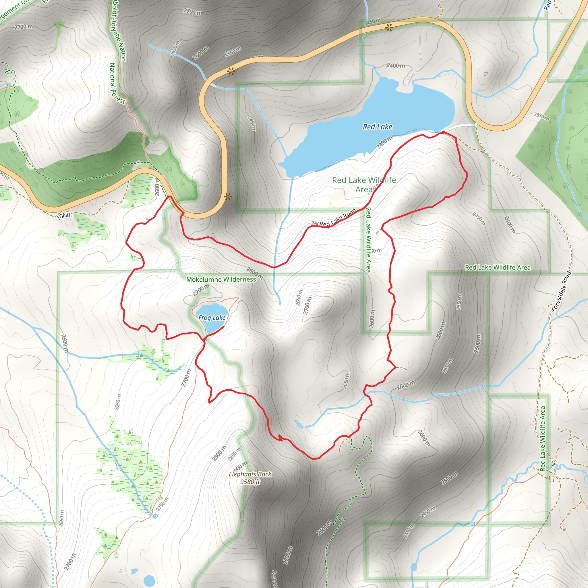 Pacific Crest, Frog Lake and Carson Pass Loop Trail mobile static map