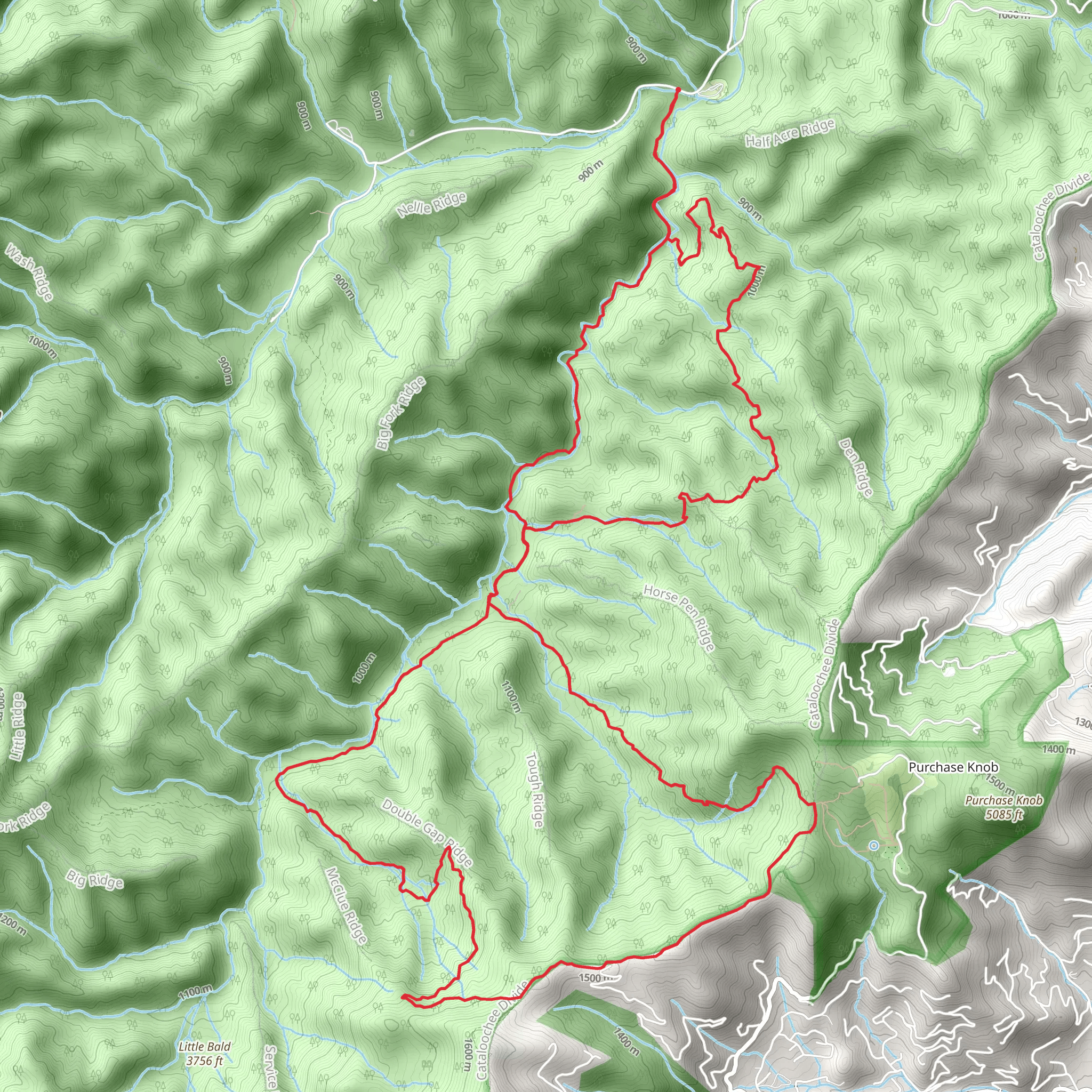 Caldwell Fork, Cataloochee Divide and Boogerman Loop Trail mobile static map