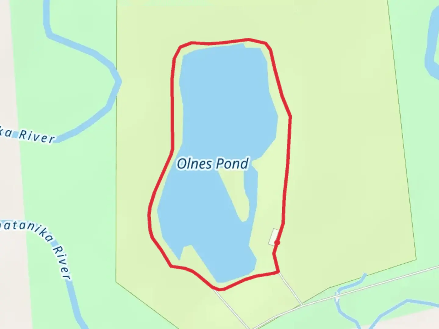An image depicting the trail Olnes Pond Campground Loop and its surrounding area.