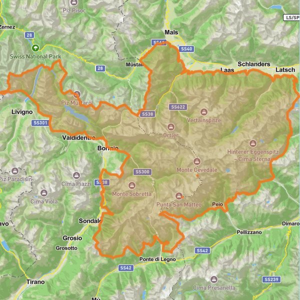 Stelvio National Park mobile static map