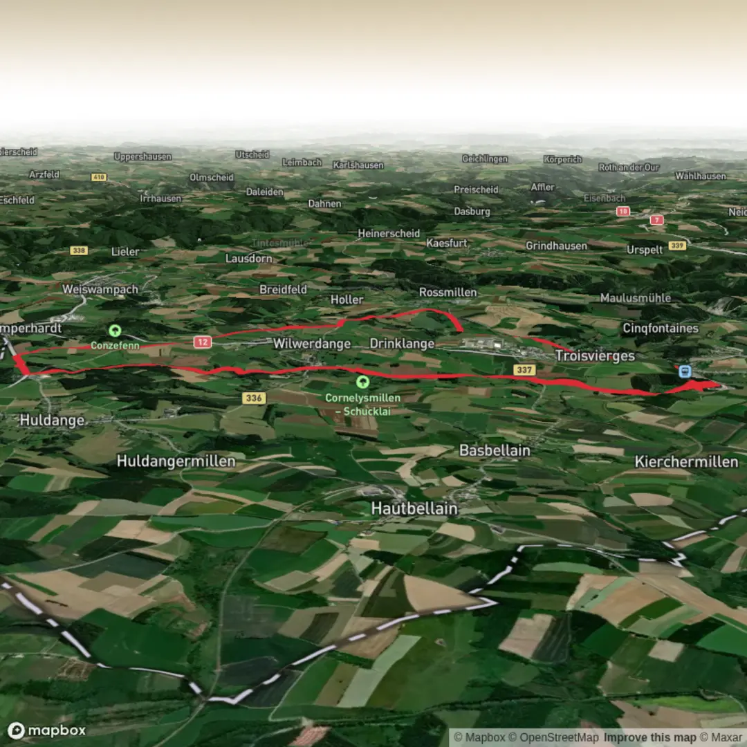 An image depicting the trail Kneiff from Troisvierges and its surrounding area.
