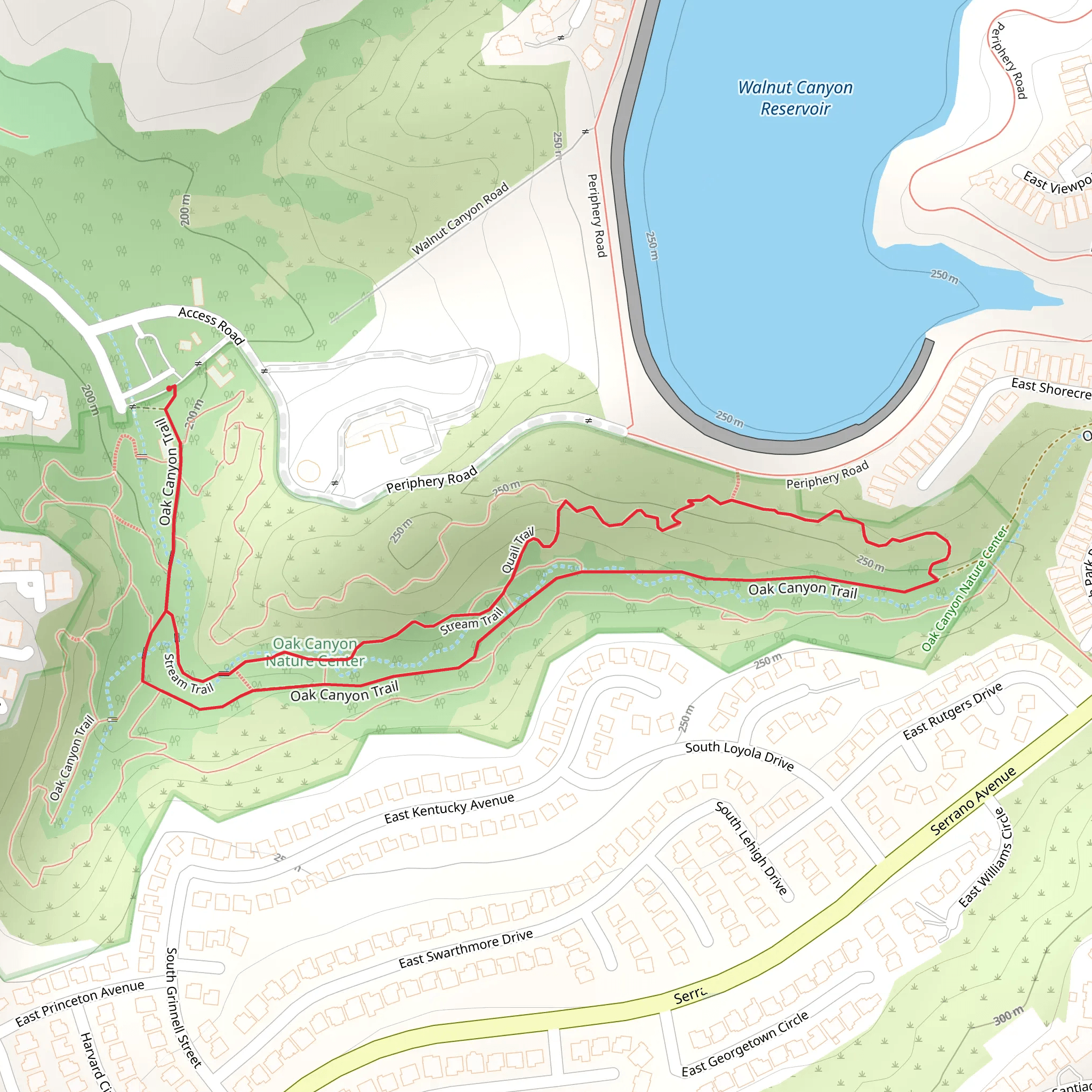 Oak Canyon and Stream Trail Loop mobile static map