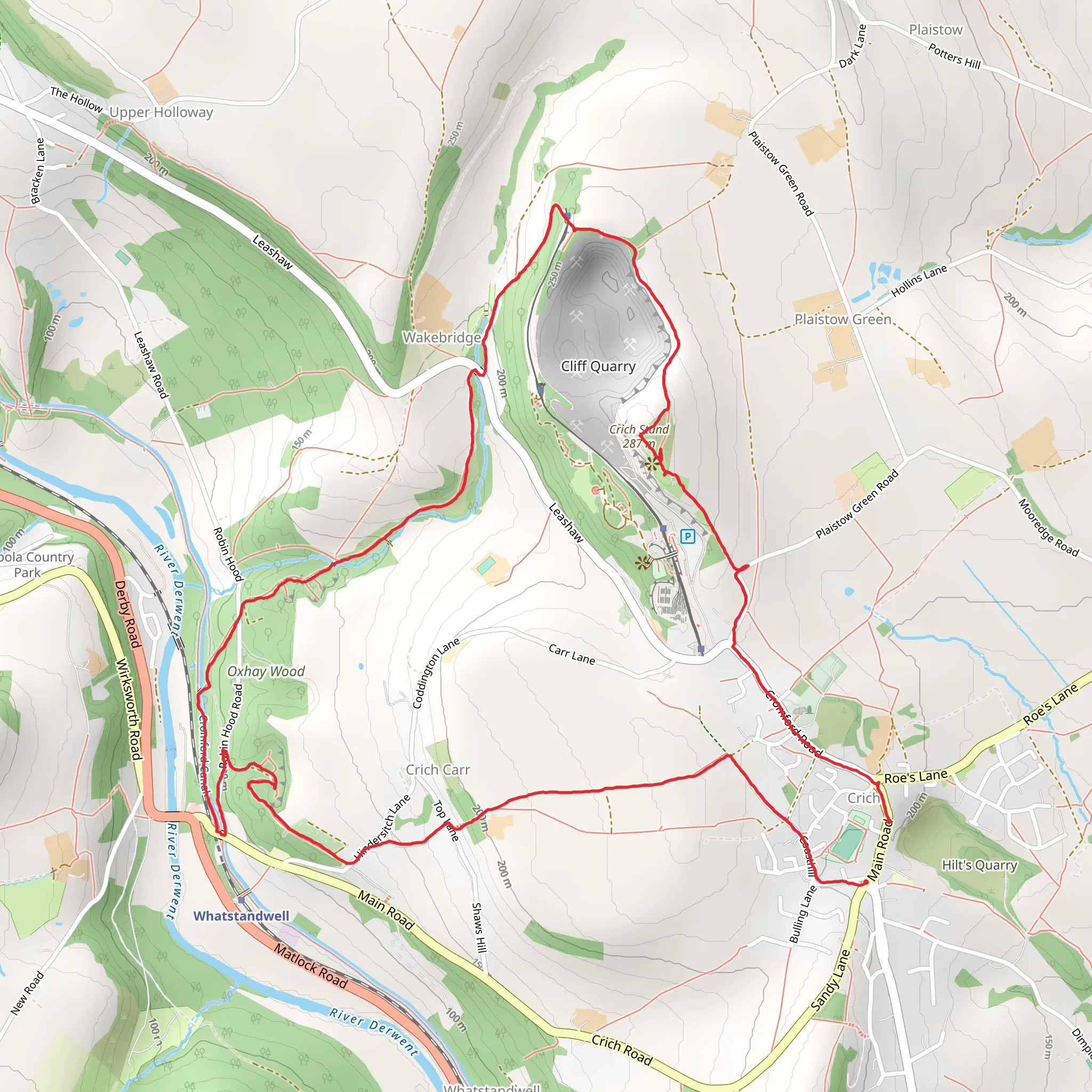 Crich Memorial Loop mobile static map