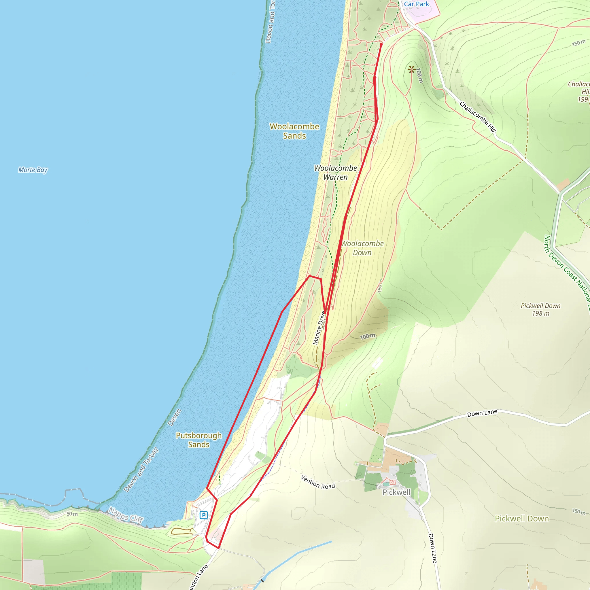 Putsborough Marine Drive Walk mobile static map