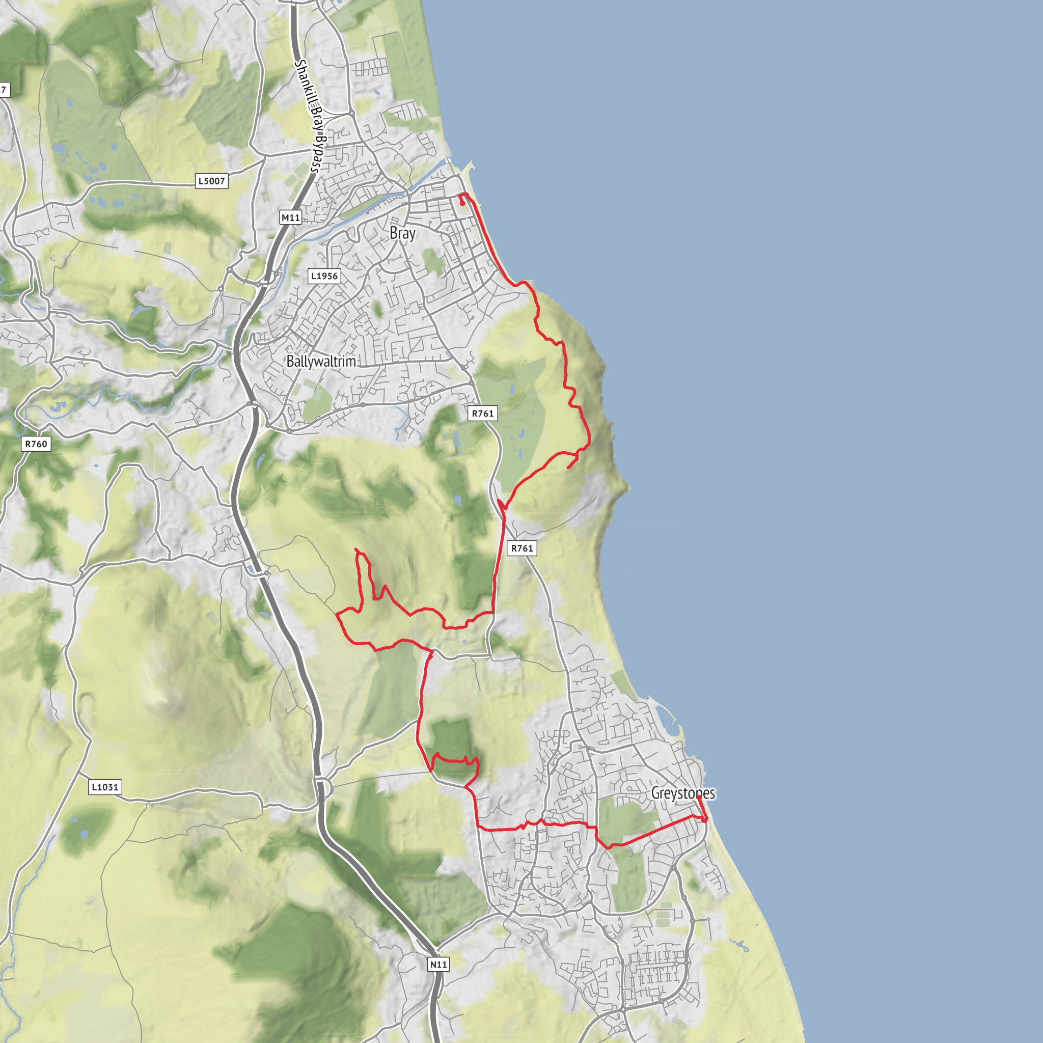 Bray to Graystones via Sugarloaf mobile static map