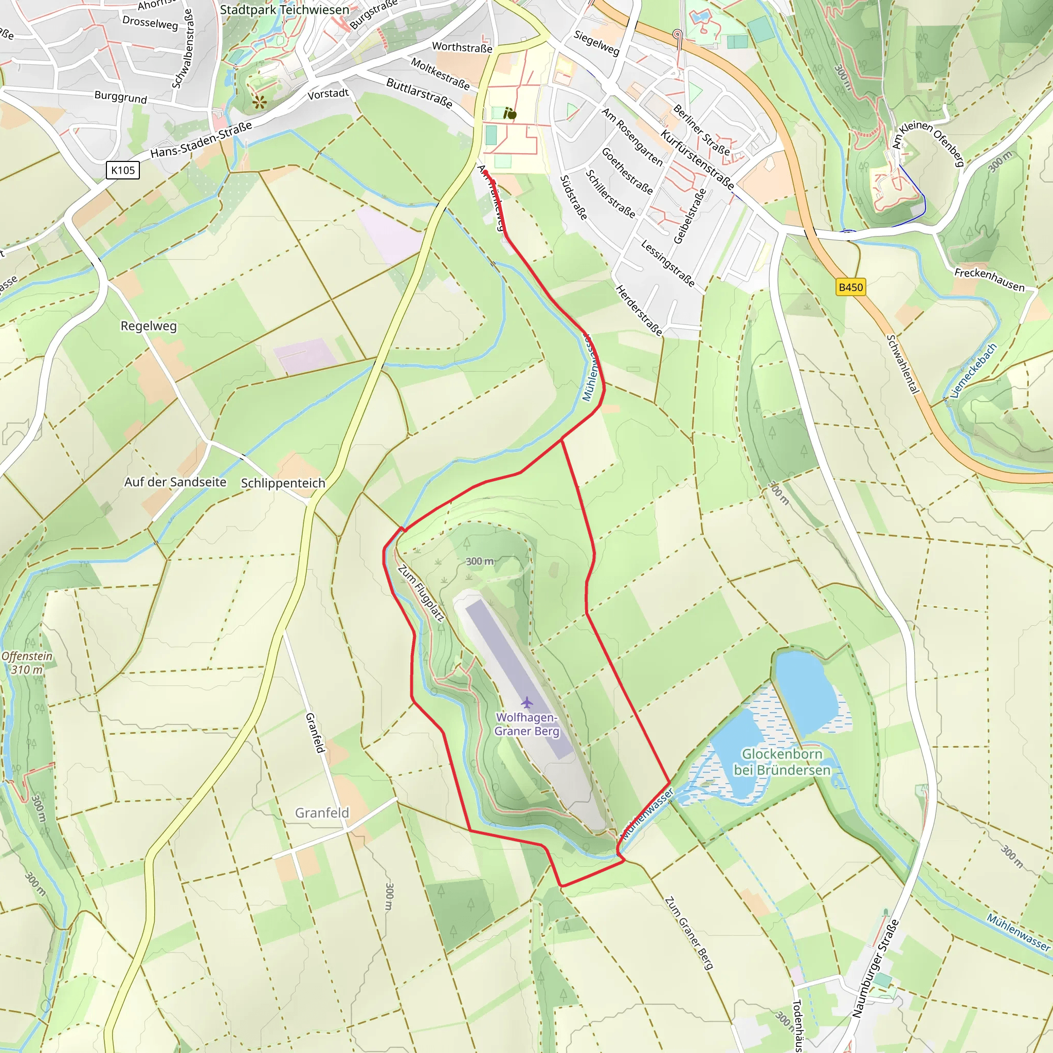 Graner Berg Loop via Am Tränkeweg mobile static map