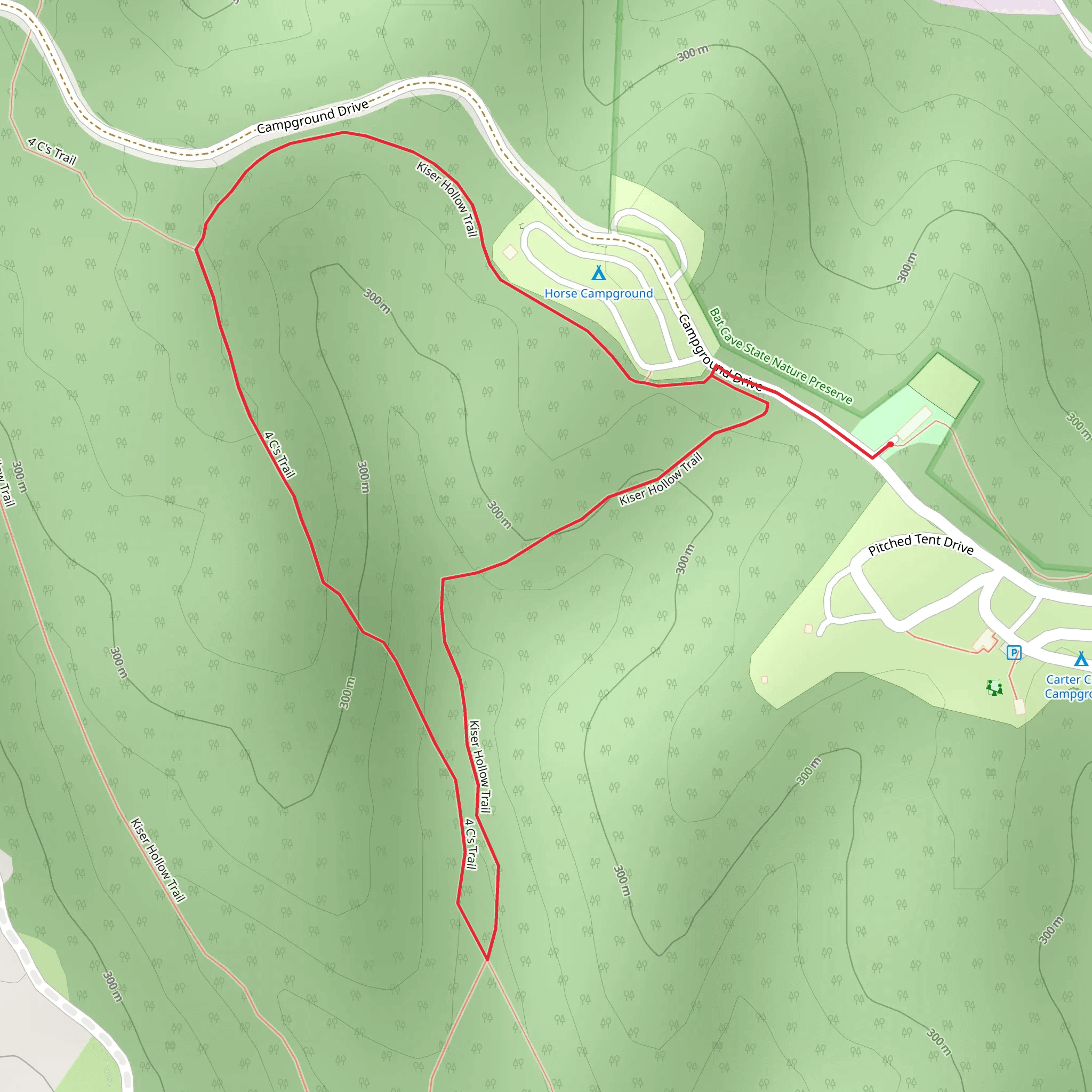 Horse Campground and Kiser Hollow Loop Trail mobile static map