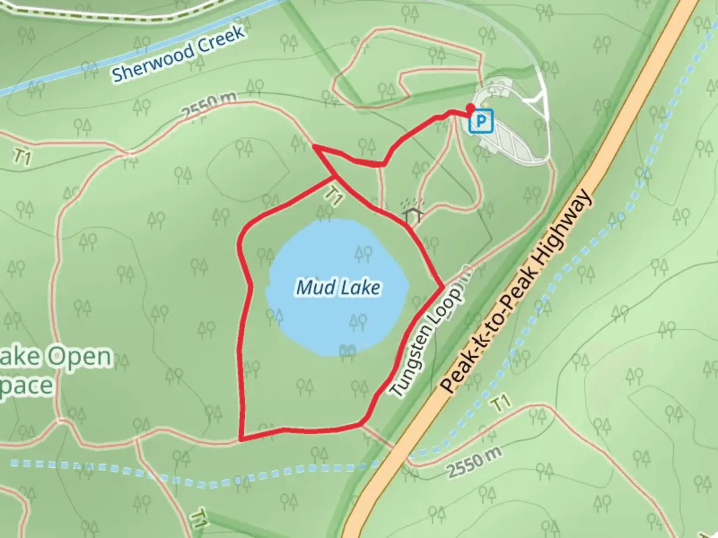 An image depicting the trail Mud Lake Loop and its surrounding area.
