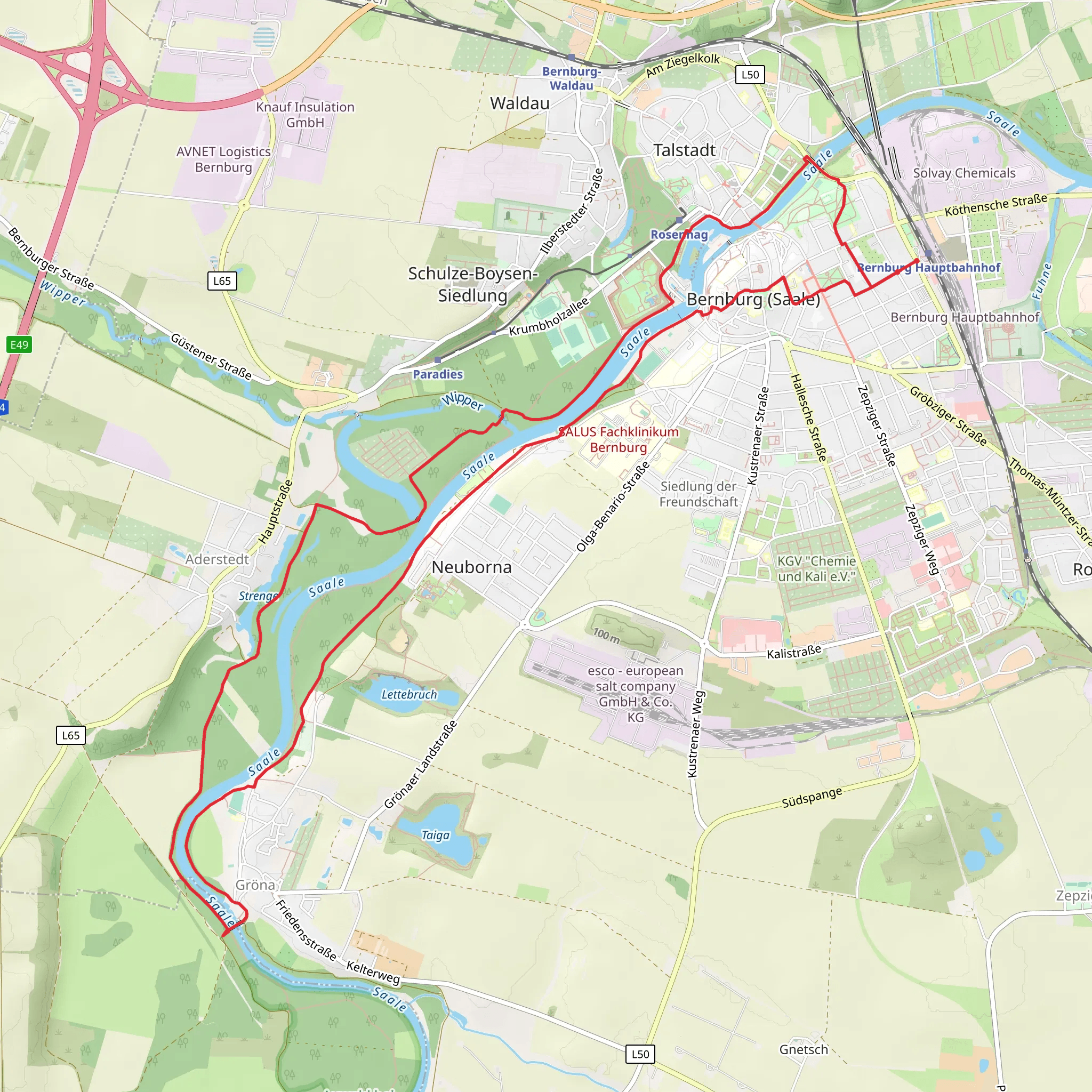 Berburg to Grona Loop via Saale mobile static map