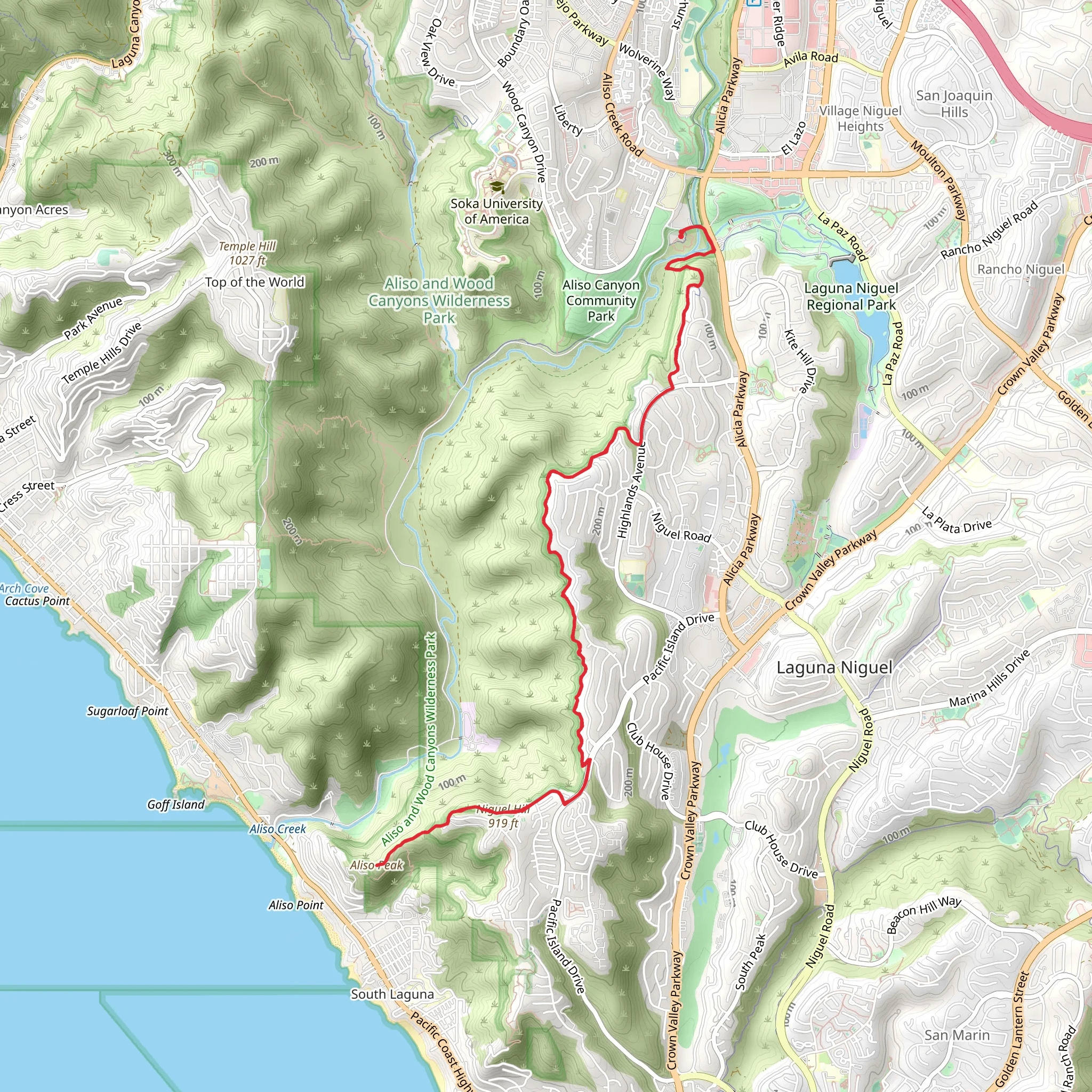 Aliso Peak Trail mobile static map
