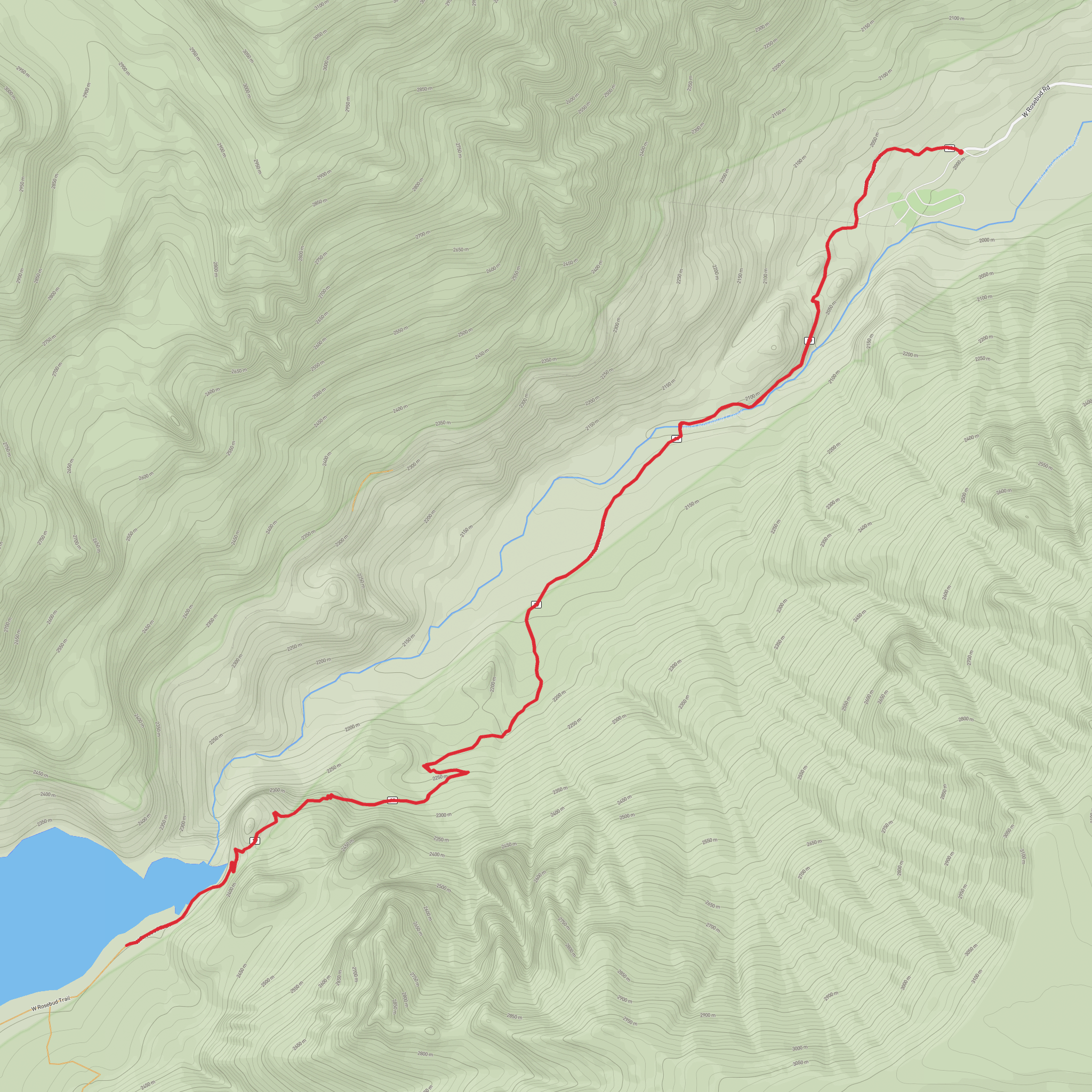 Mystic Lake via West Rosebud Trail mobile static map