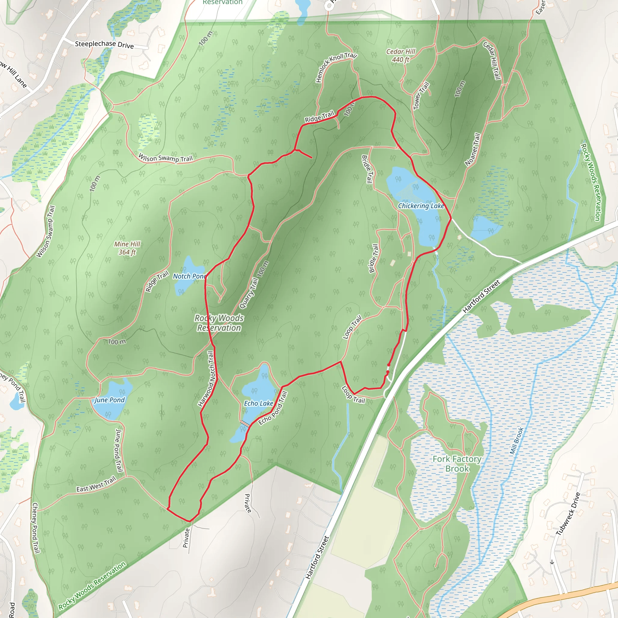 Echo Lake and Chickering Lake Loop Trail mobile static map