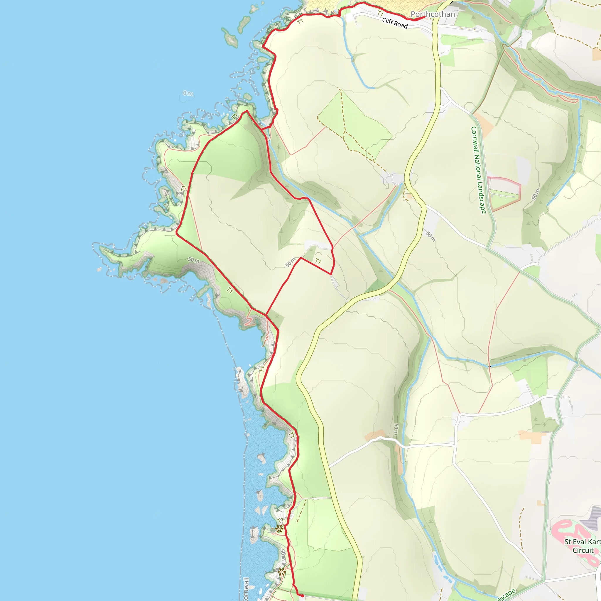 Bedruthan Steps Walk mobile static map