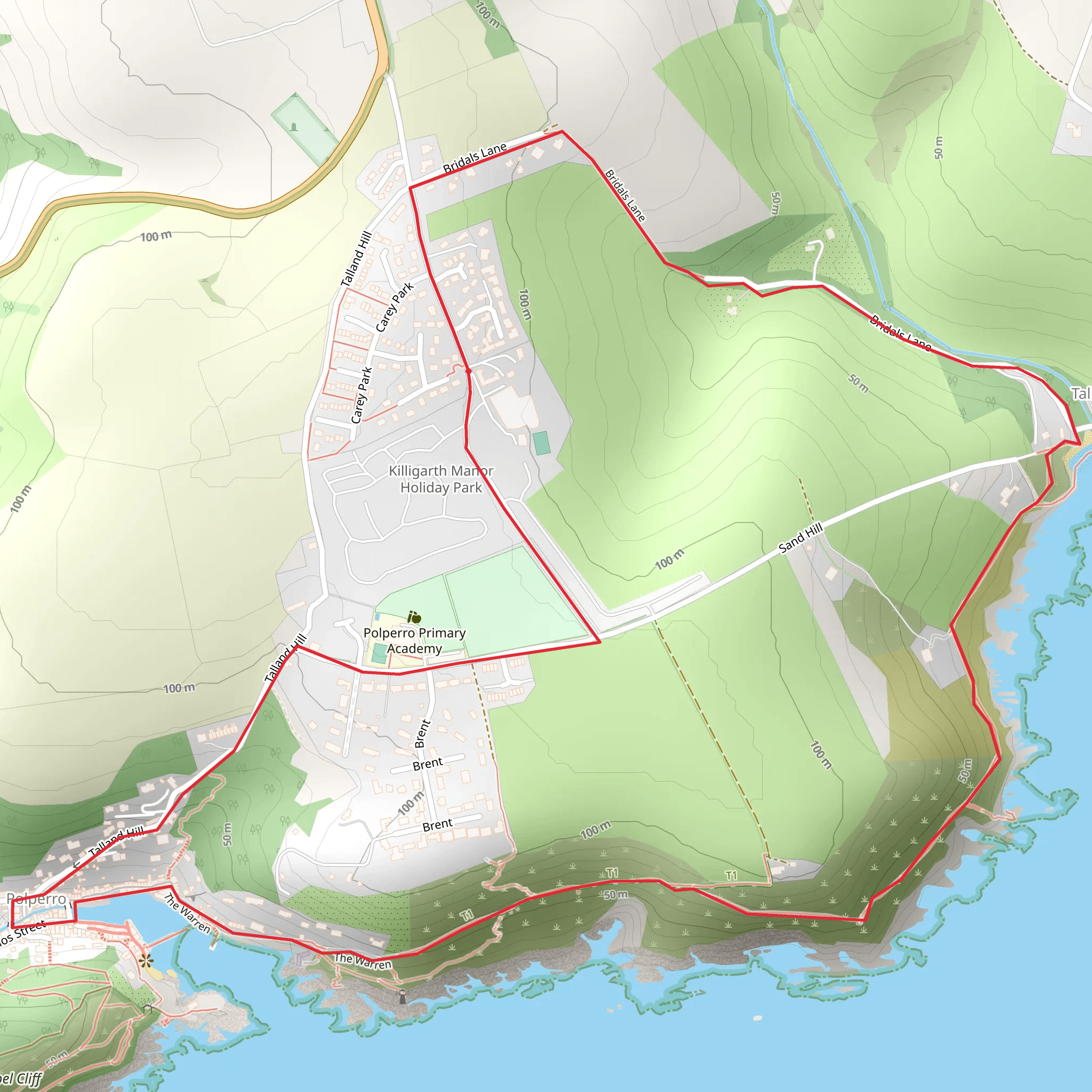 Killigarth to Talland Bay and Polperro Walk mobile static map